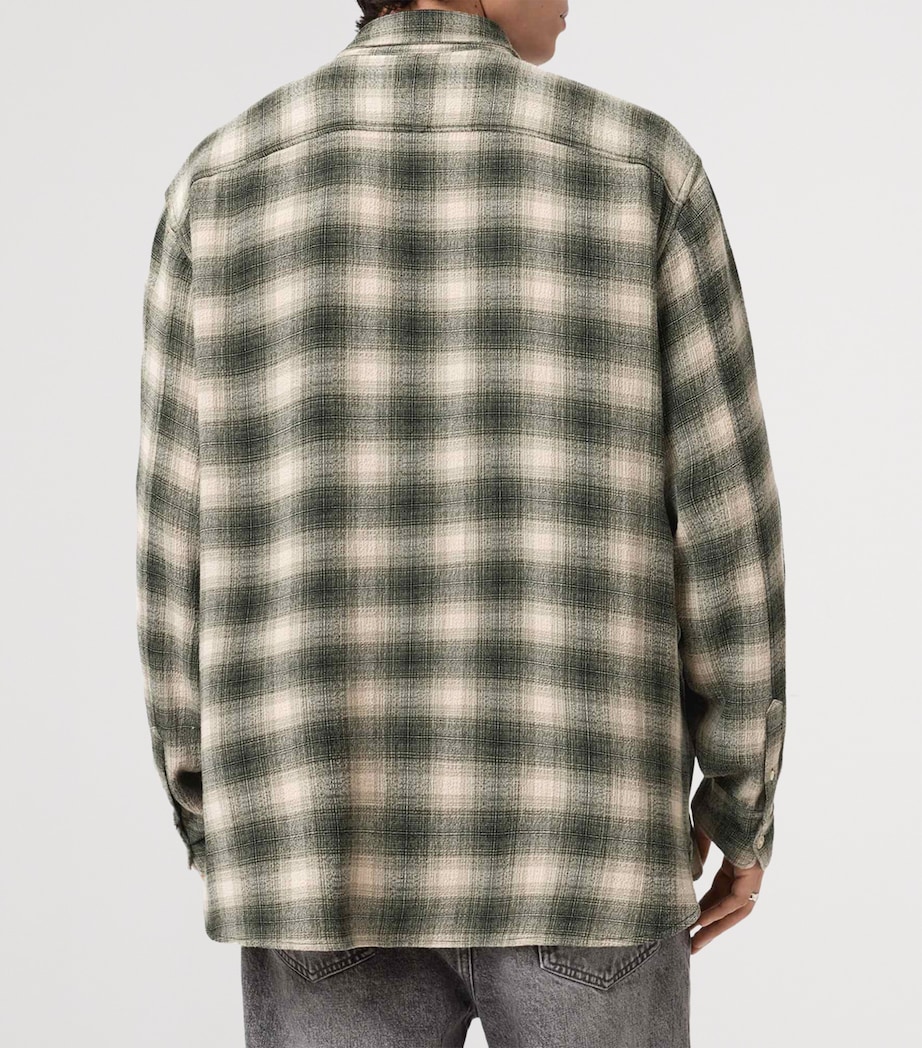 AllSaints Mens Check Lumley Shirt Pale Olive Green Image 5