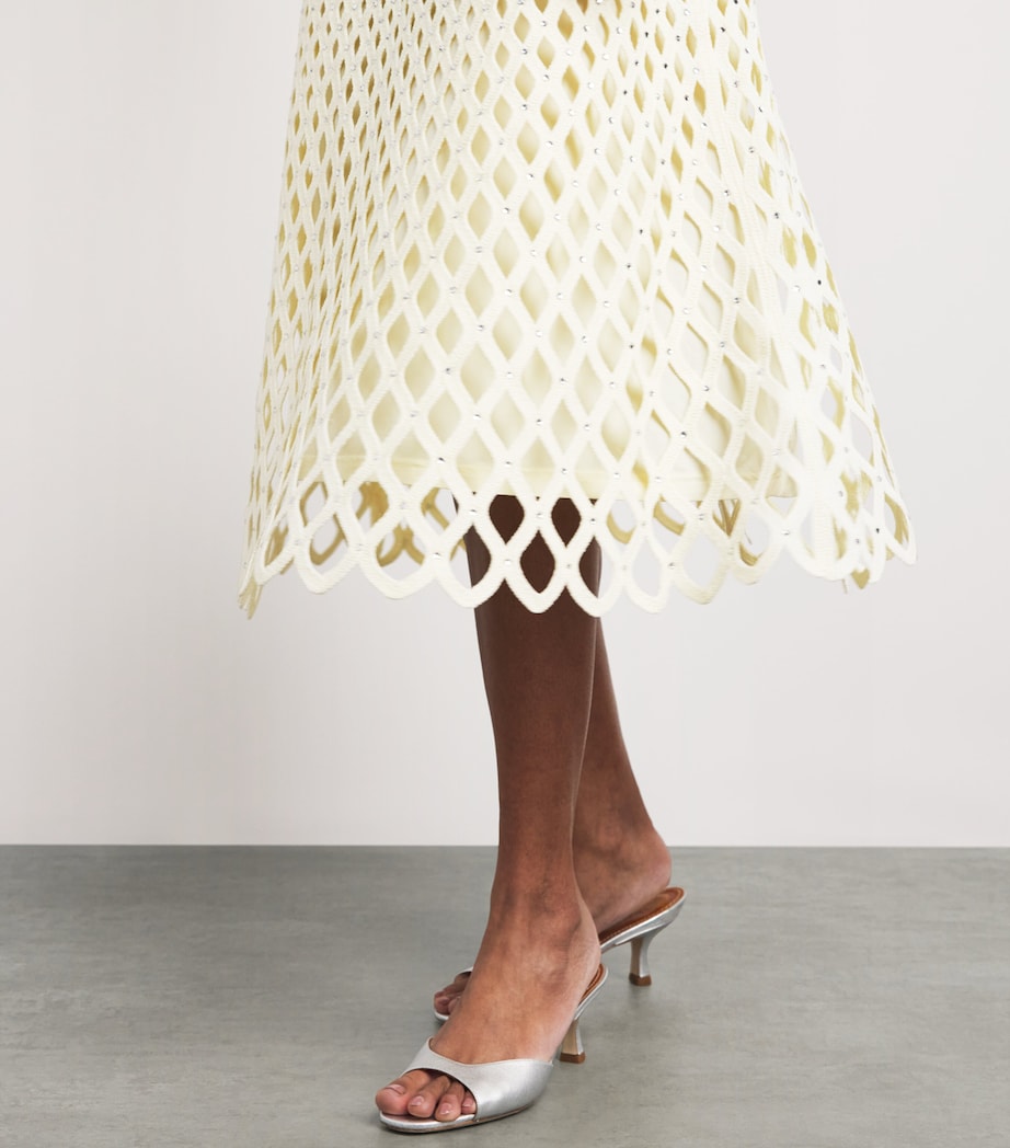 Maje Womens Embellished Crochet Midi Skirt Pale Yellow Image 3
