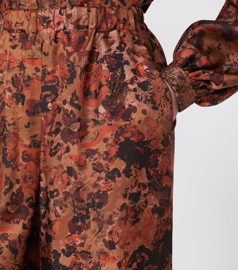 Silk Printed Wide-Leg Trousers TERRA COTTA Image 5