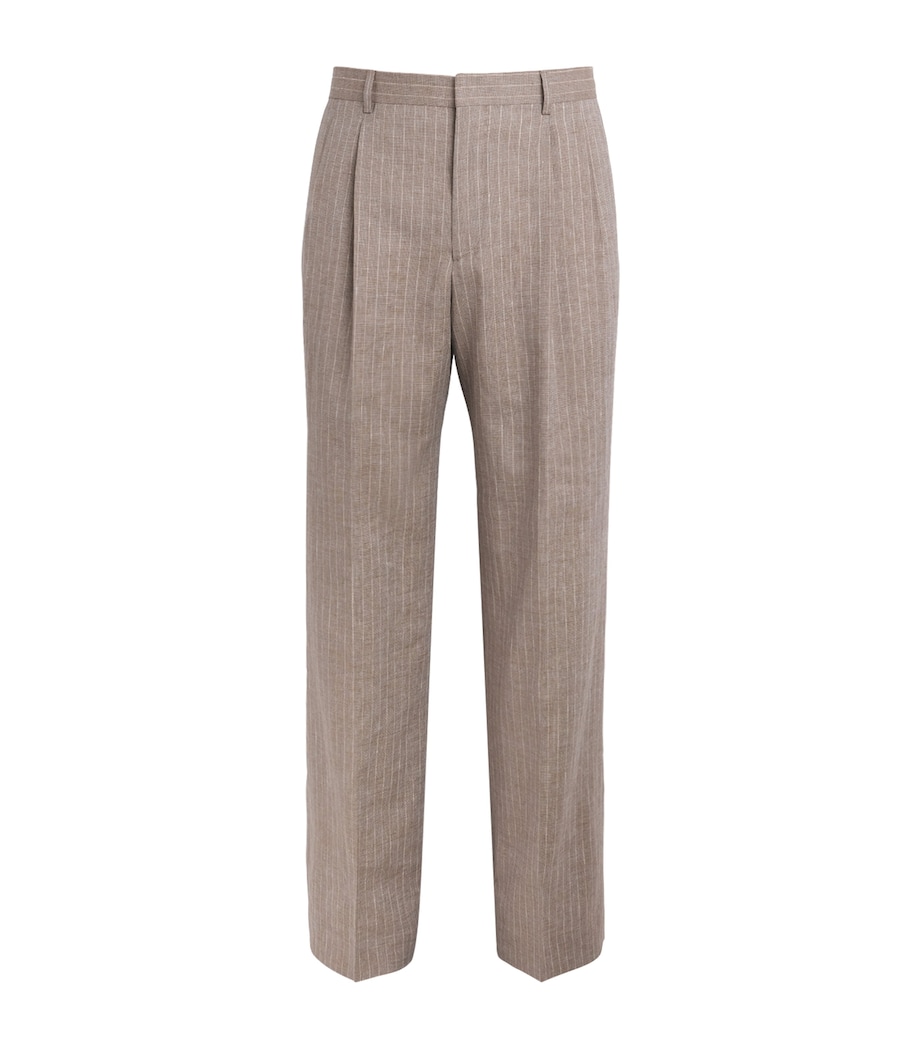 Sunflower Mens Linen-Wool Stripe Trousers Pleater Trouser Image 1