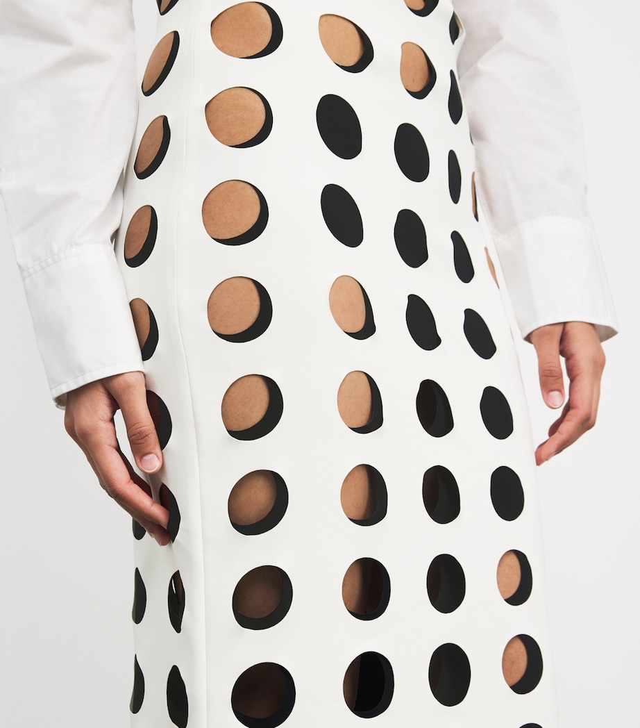 Layered Hole Maxi Skirt WHITE/BLACK Image 6