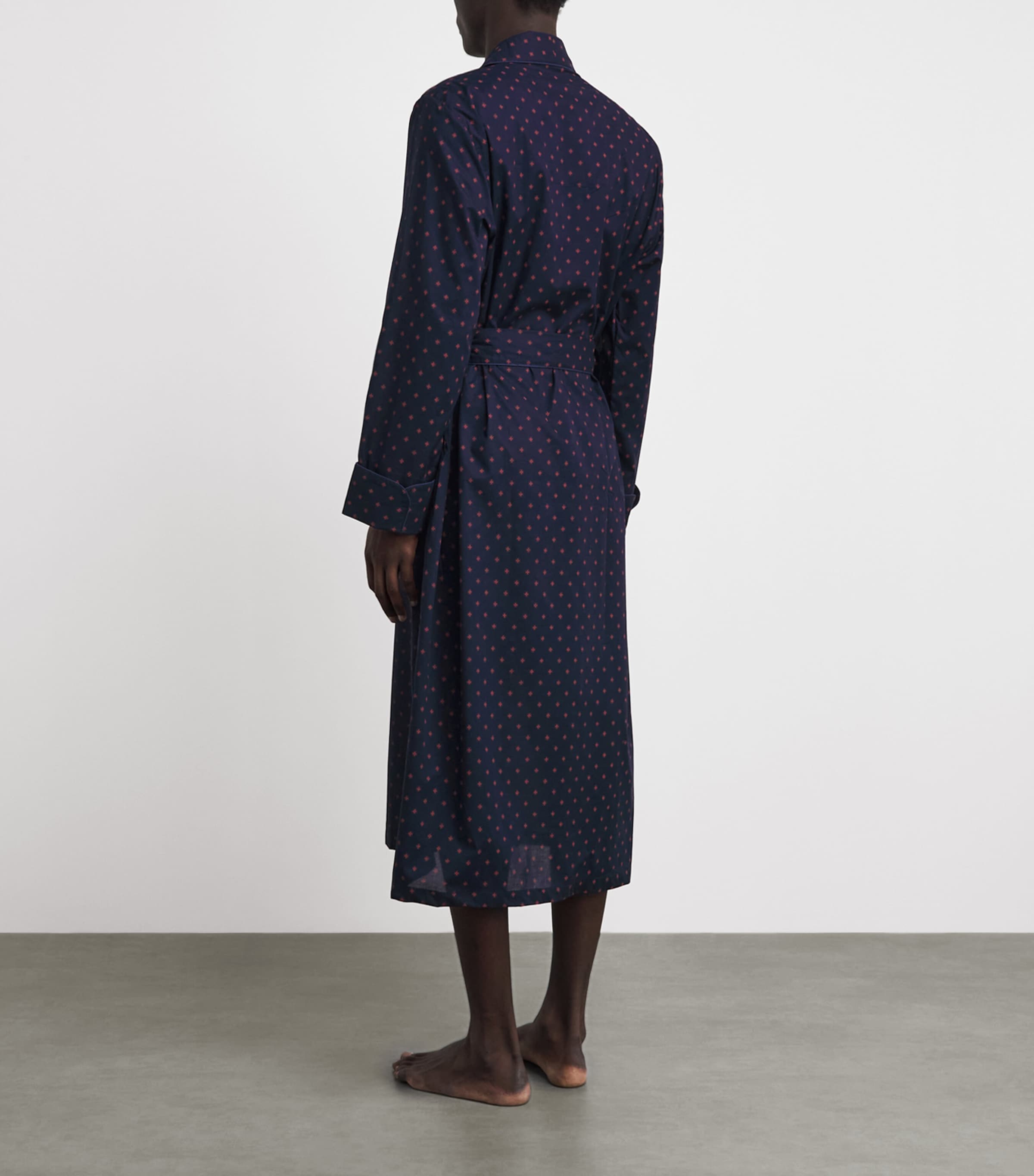 Derek Rose Mens Printed Nelson Robe Nav Image 4