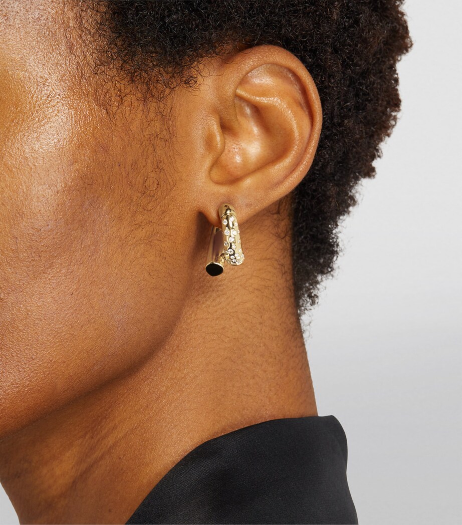 Tabayer Yellow Gold and Pavé Diamond Oera Hoop Earrings Yellow Gold Image 5