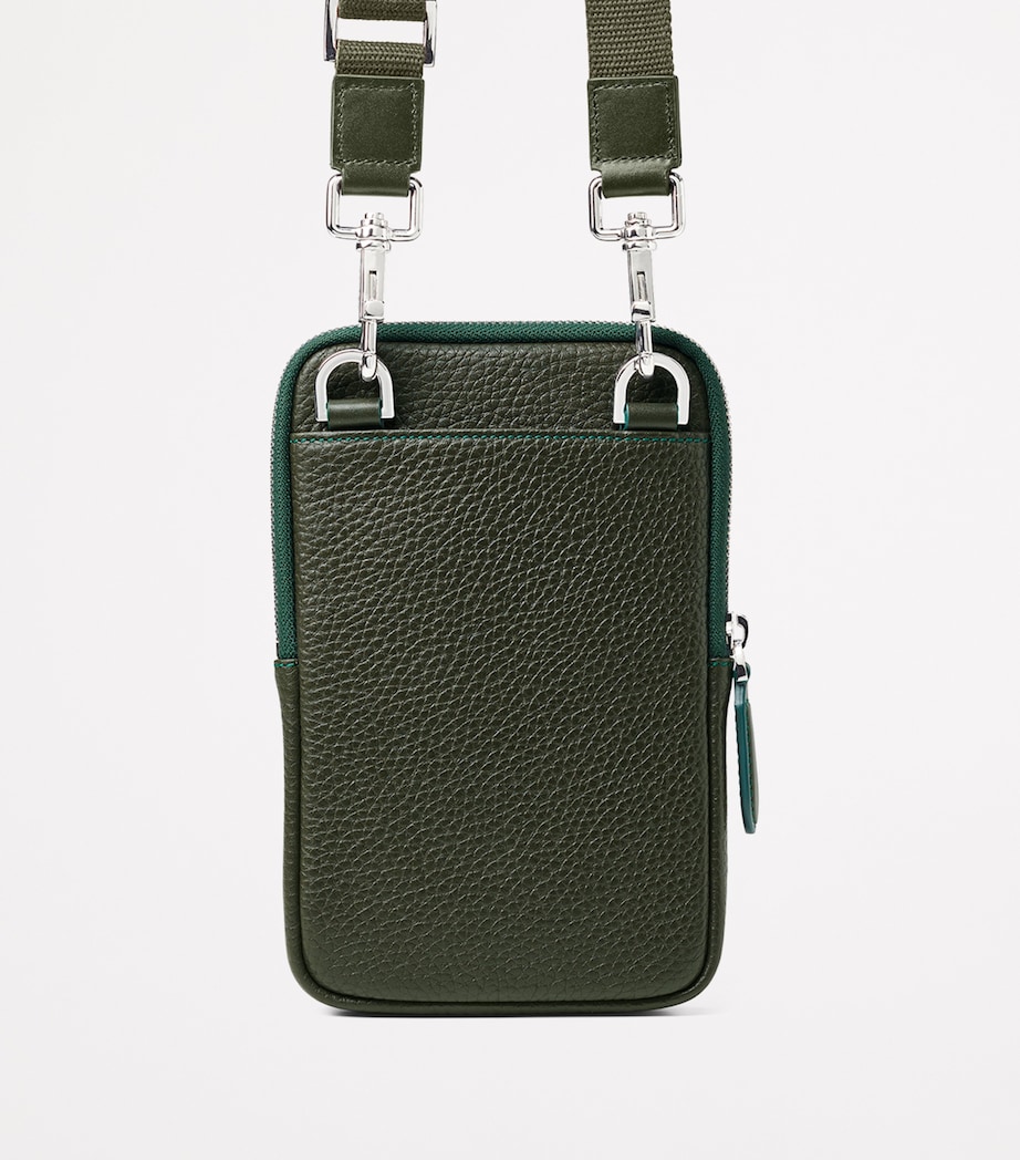 Leather Reporter Crossbody Phone Pouch FORESTGREEN Image 2