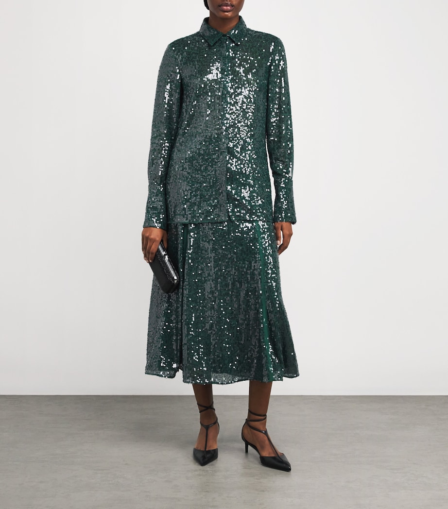 Chiffon Sequinned Shirt DARK GREEN Image 2