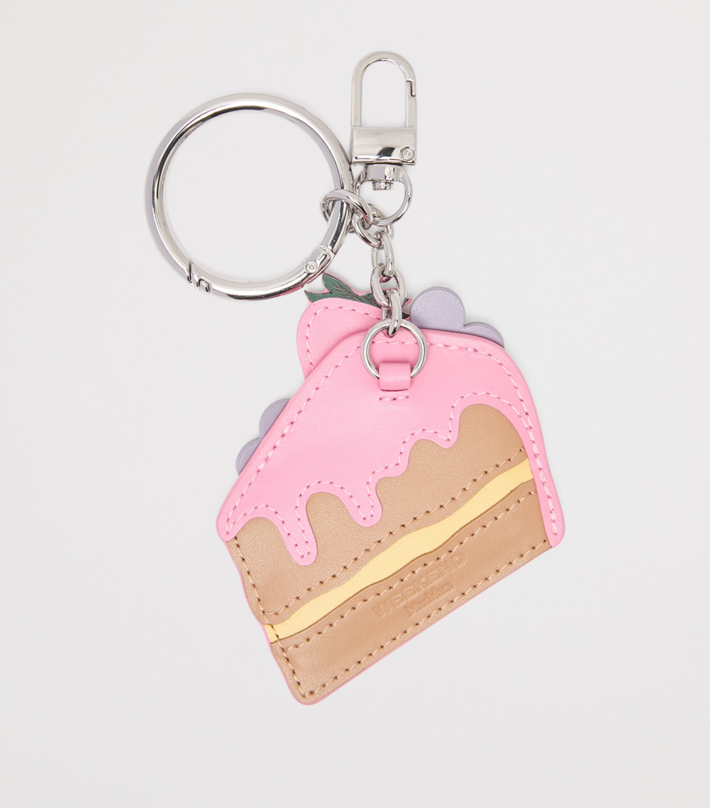 Weekend Max Mara Leather Cake Keyring Pink Image 3