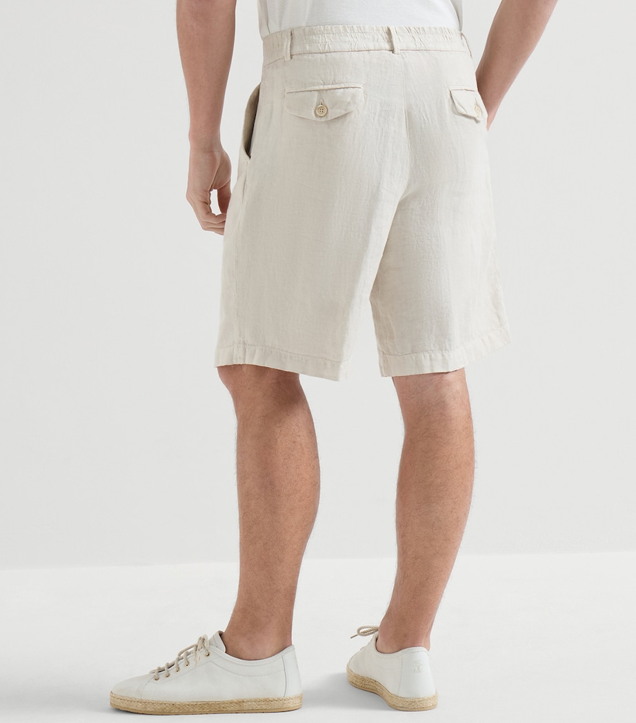 Brunello Cucinelli Mens Linen Garment-Dyed Bermuda Shorts Image 5