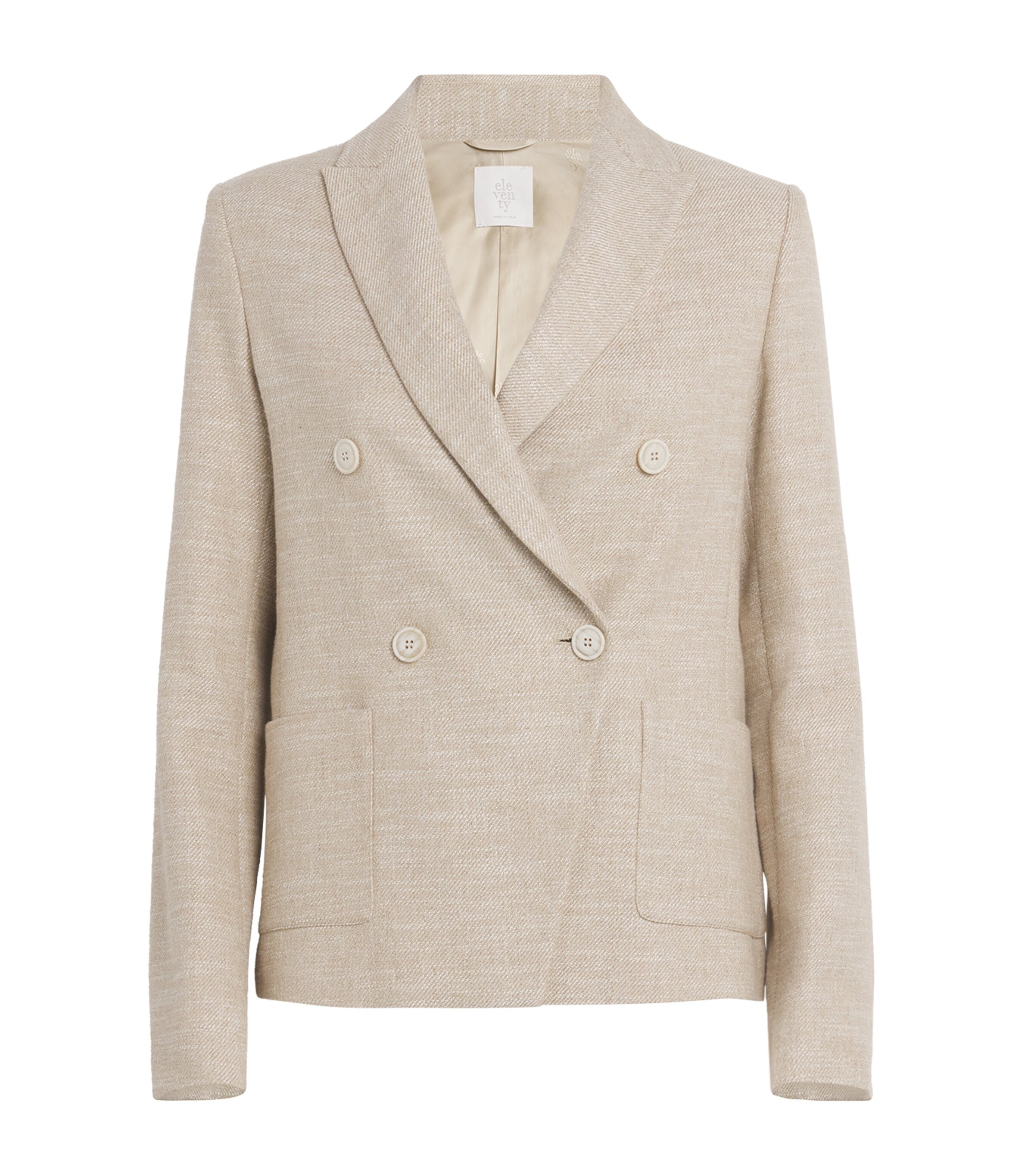 Eleventy Womens Cotton-Blend Double-Breasted Blazer Sabbia Image 1