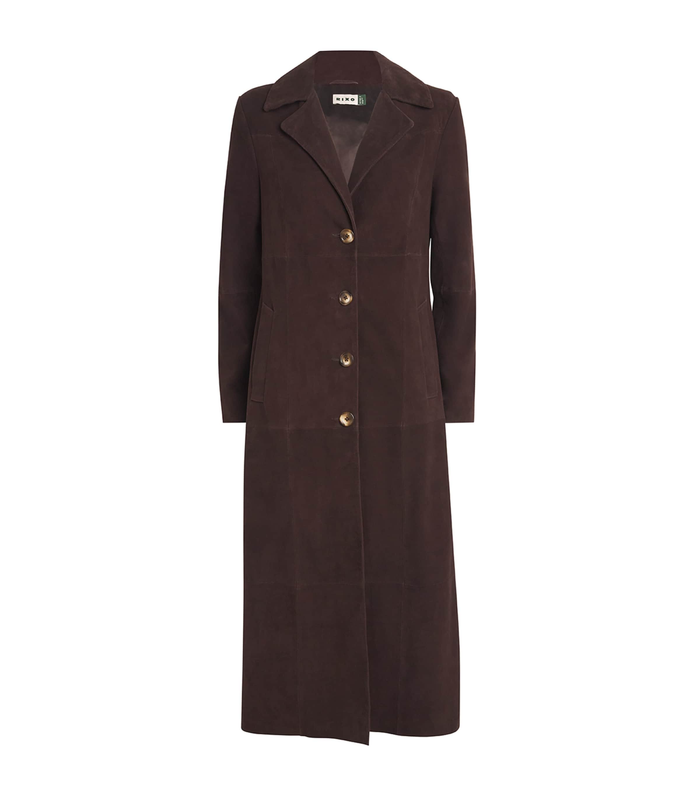 Shop Rixo London Suede Astraea Duster Coat In Brown