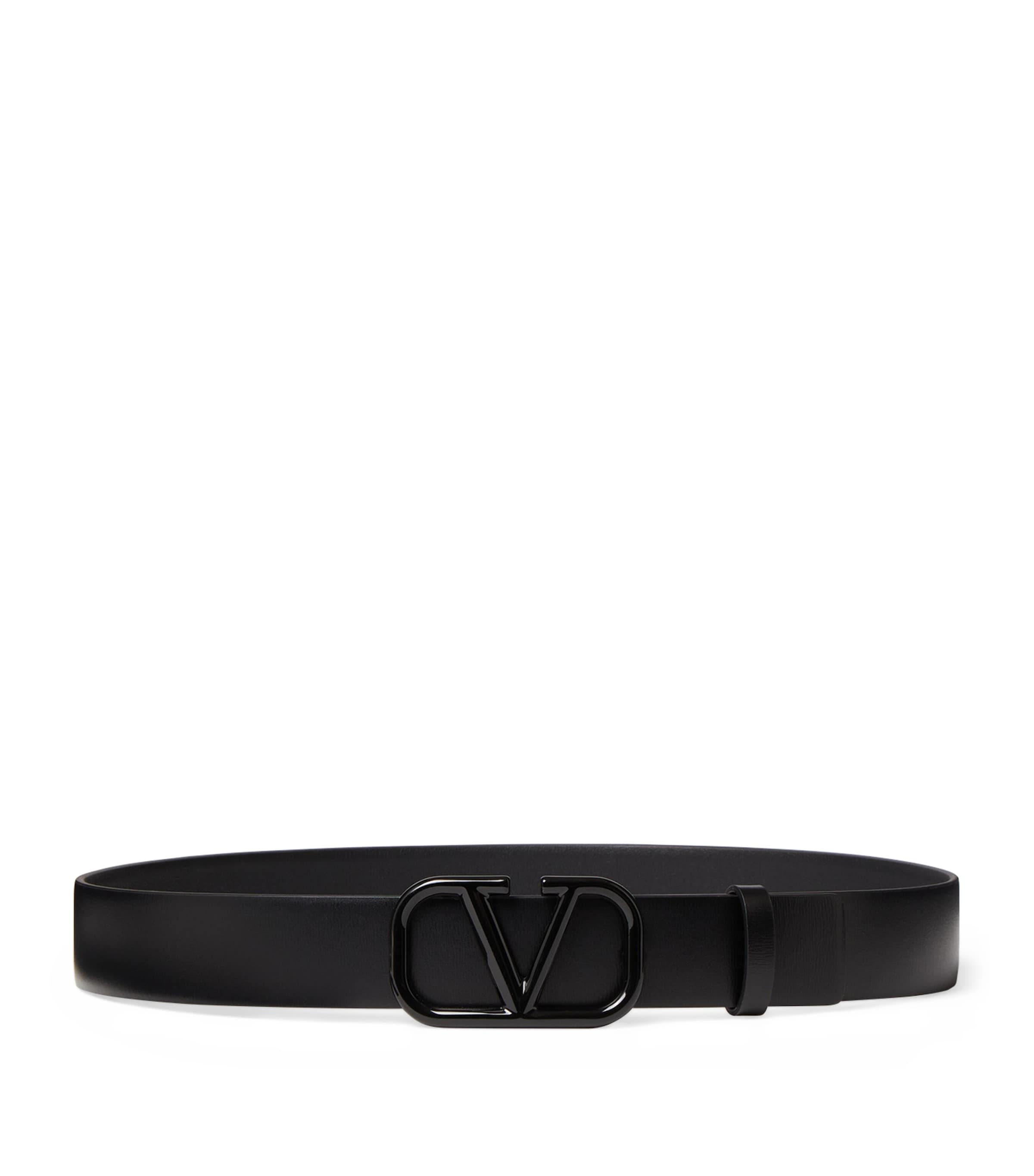 Valentino Garavani Leather Vlogo Signature Belt In Black