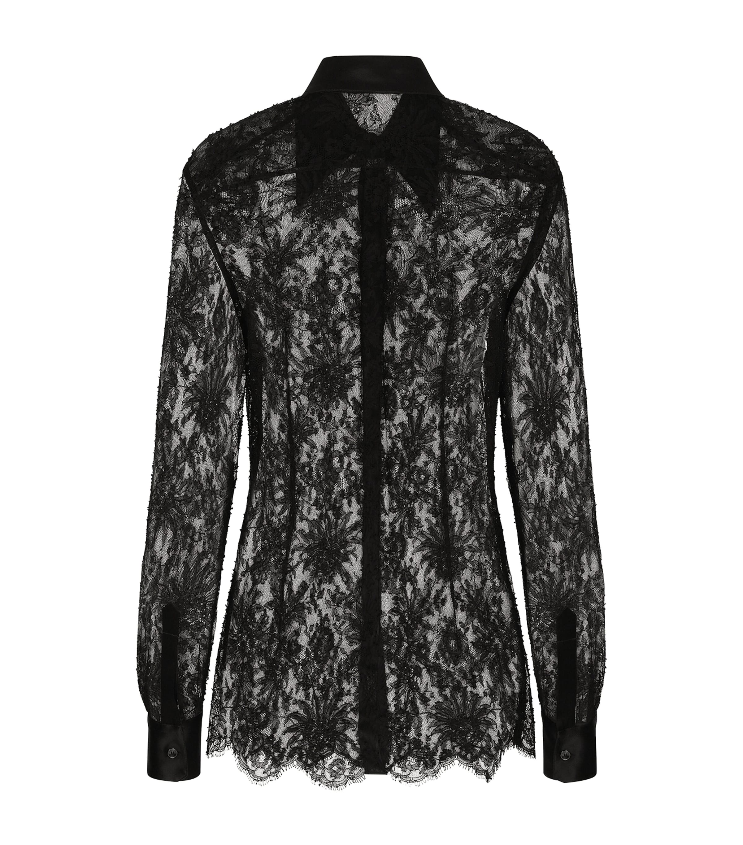 Lace Sheer Shirt N0000-BLACK Image 3
