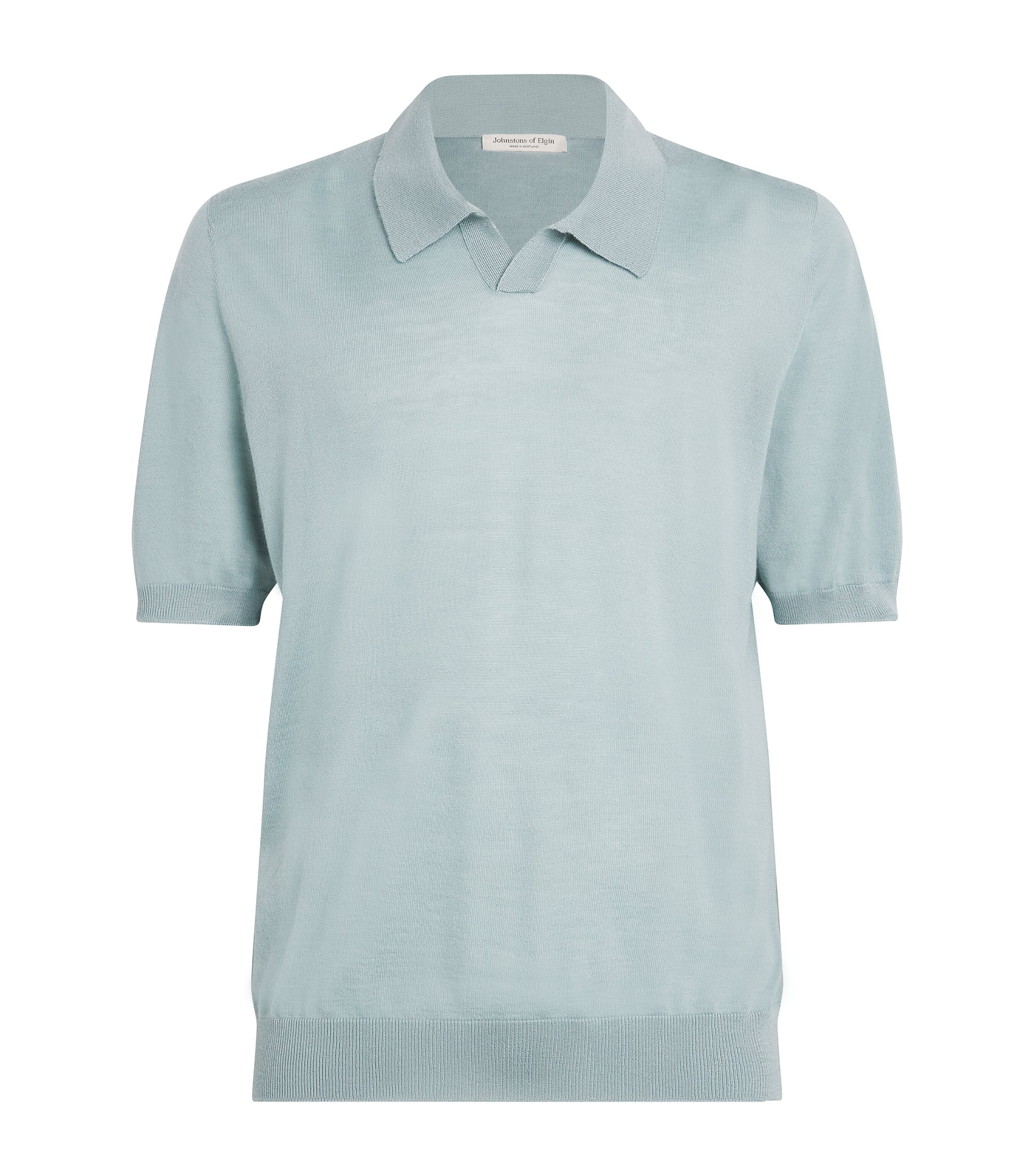 Johnstons Of Elgin Mens Superfine Cashmere Polo Shirt Soft Sage Image 1