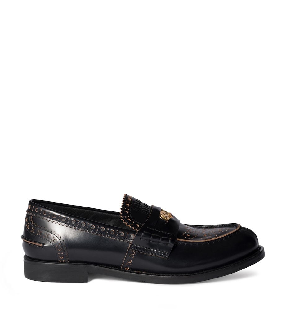 Embellished Leather Penny Loafers F0002 Image 1
