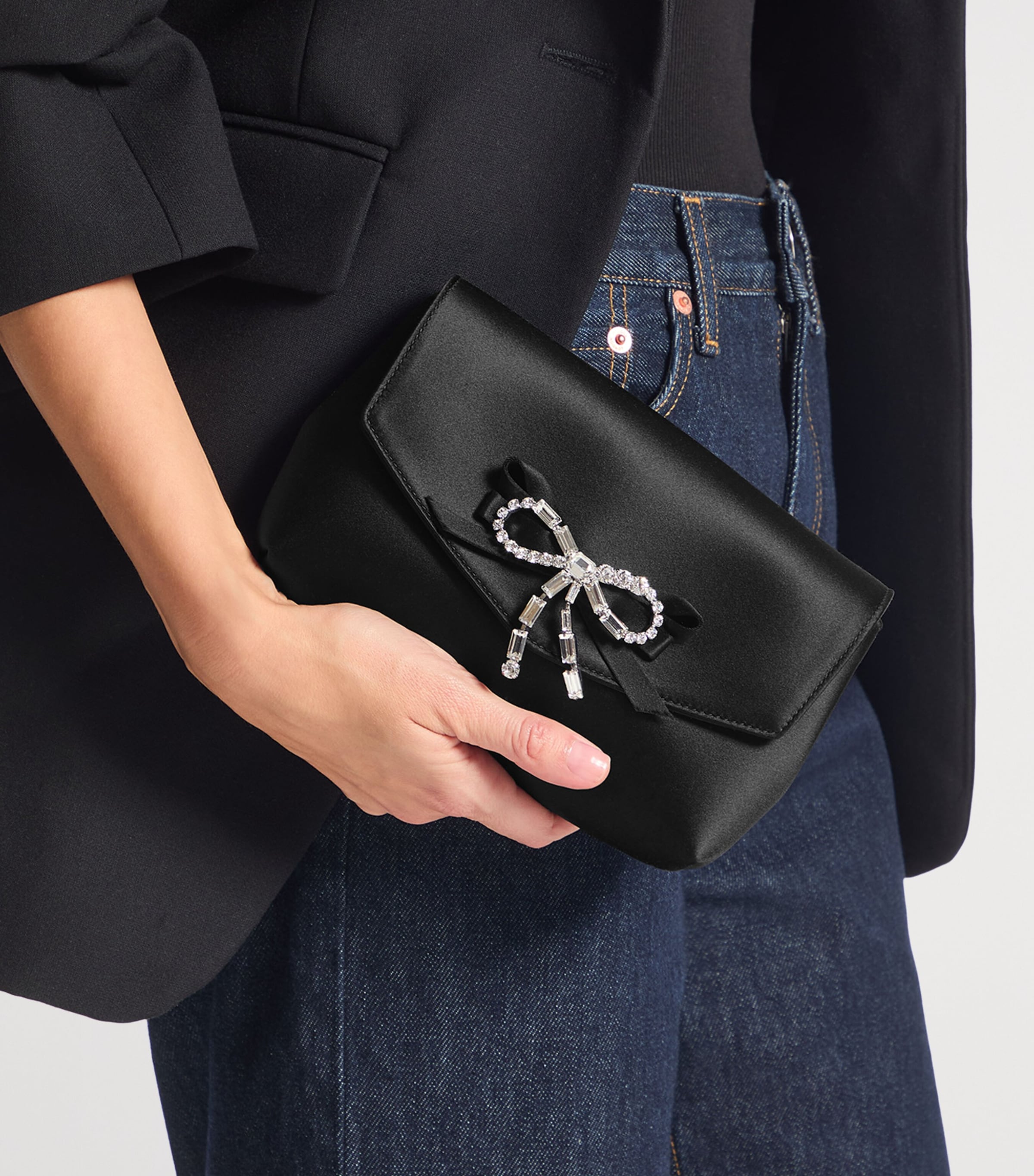 Satin Bow Mini Bag BLACK/SILVER Image 2