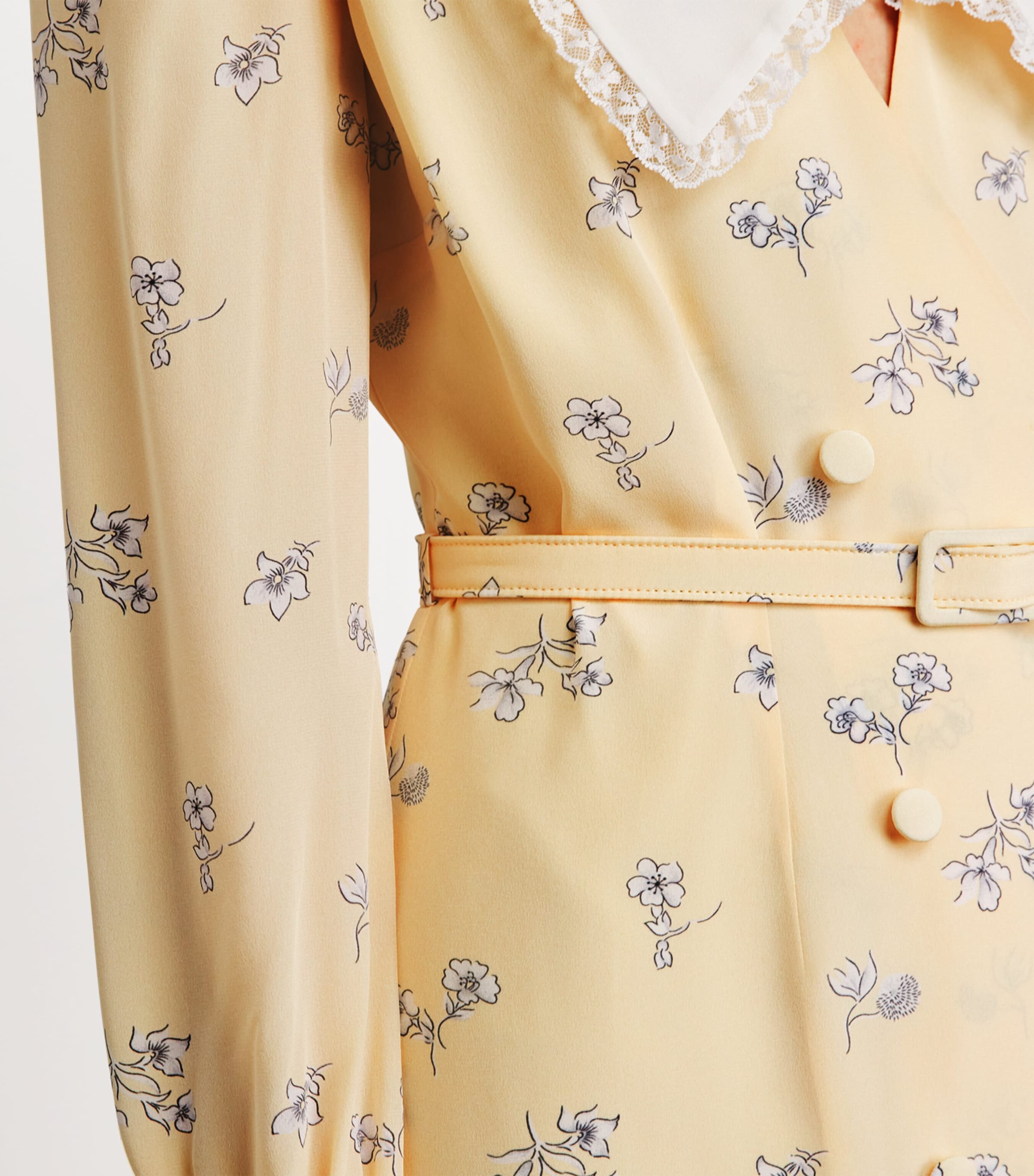 Alessandra Rich Womens Silk Double-Breasted Midi Dress Pale Yellow Image 3