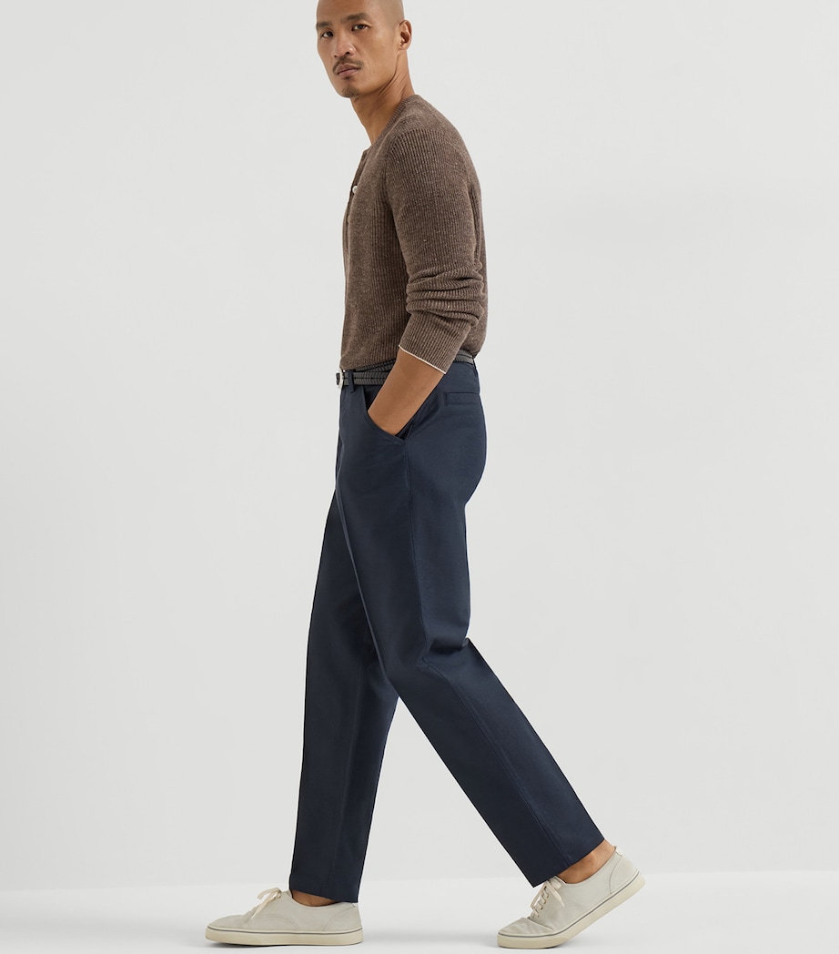 Brunello Cucinelli Mens Cotton-Linen Panama Trousers Image 4