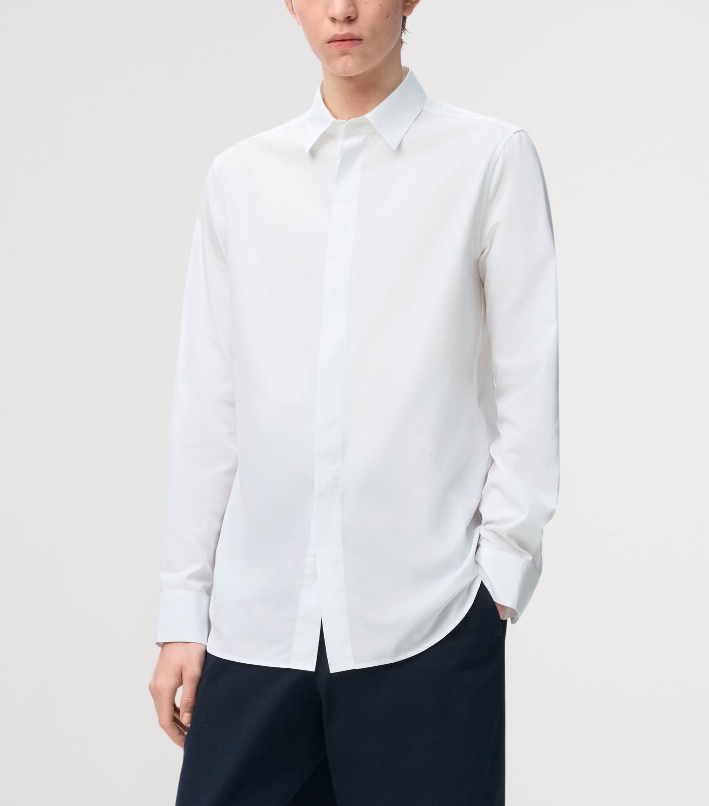 LOEWE Mens Poplin Anagram Shirt White Image 3