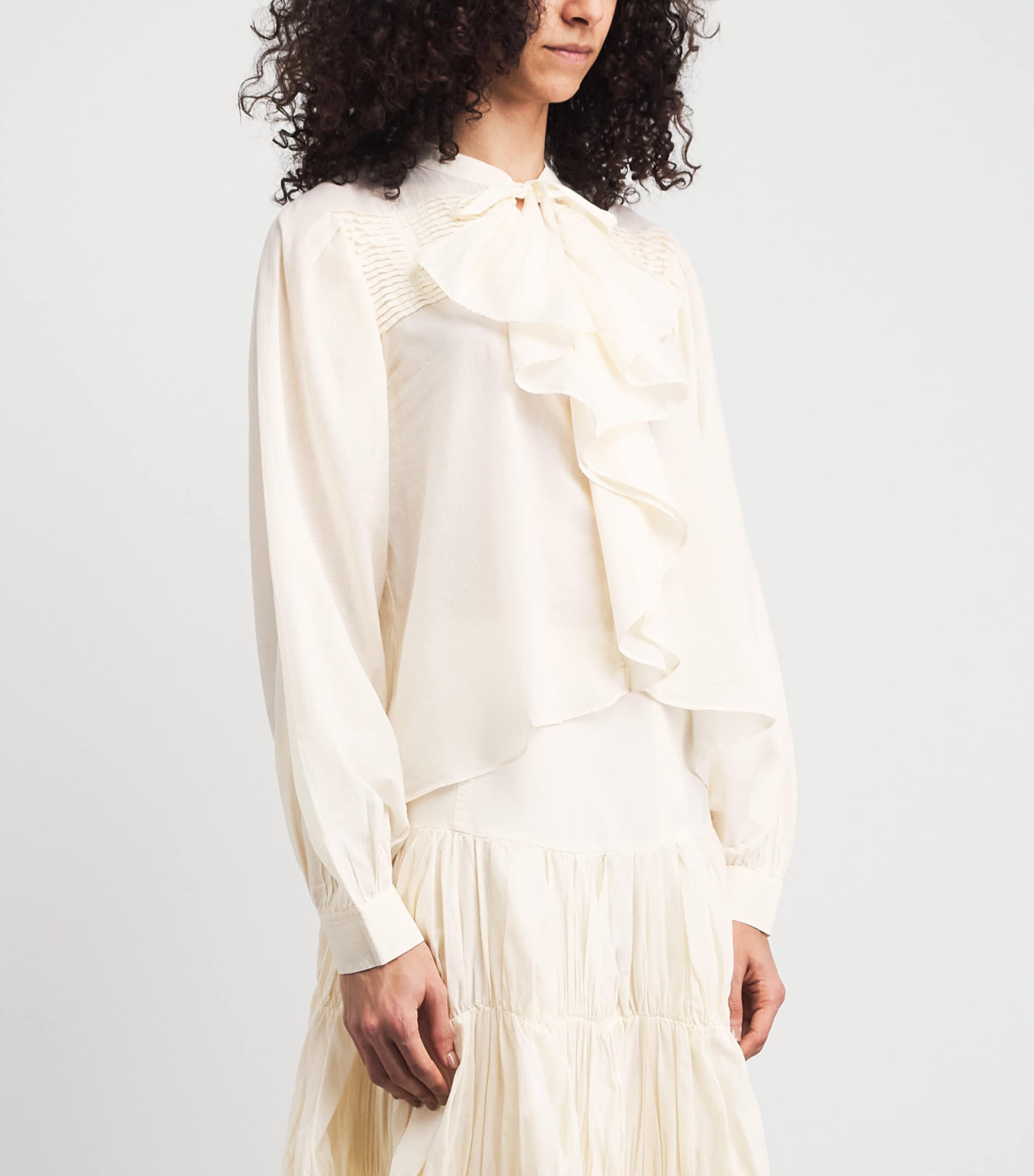 Ulla Johnson Womens Cotton Ruffled Riko Blouse Cowrie Image 4