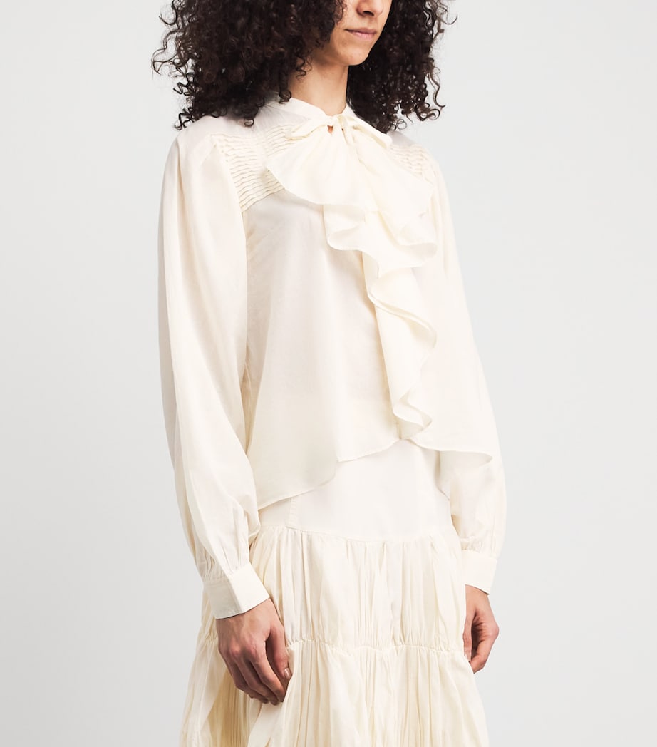 Ulla Johnson Womens Cotton Ruffled Riko Blouse Cowrie Image 4