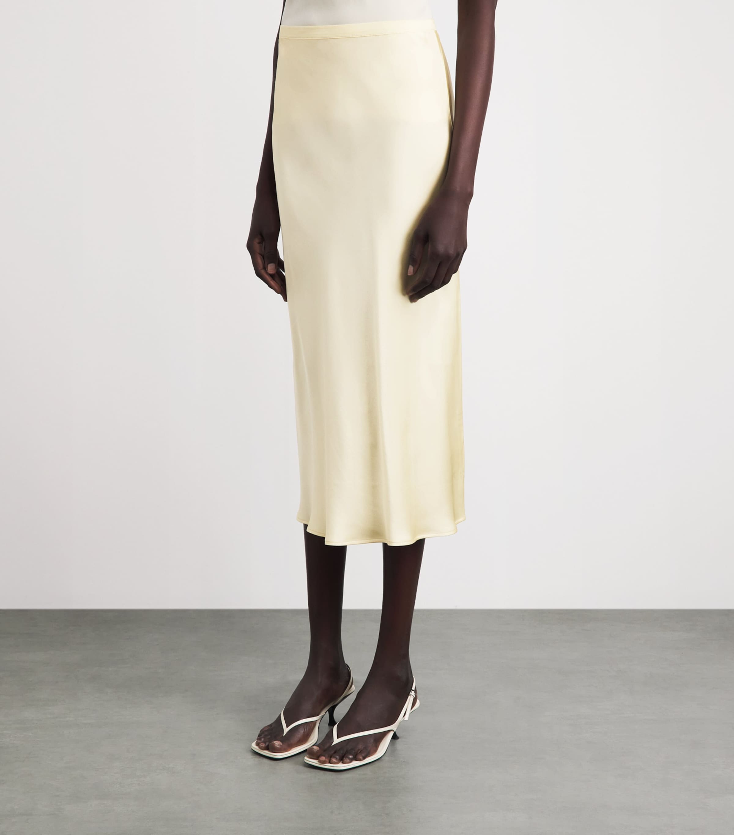 ANINE BING Womens Silk Bar Midi Skirt Cream Image 4