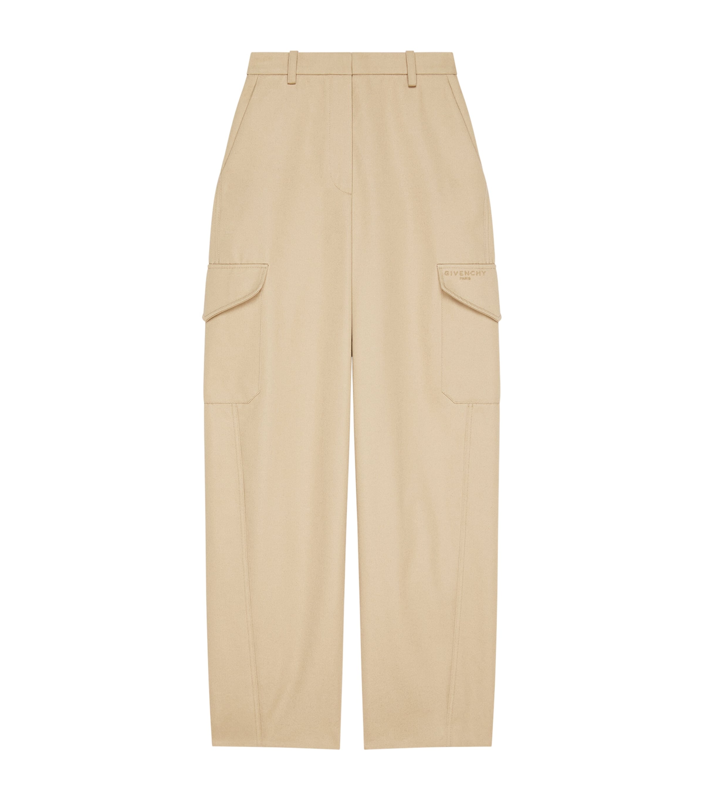 Givenchy Womens Cotton-Wool Cocoon Cargo Trousers Beige Image 1
