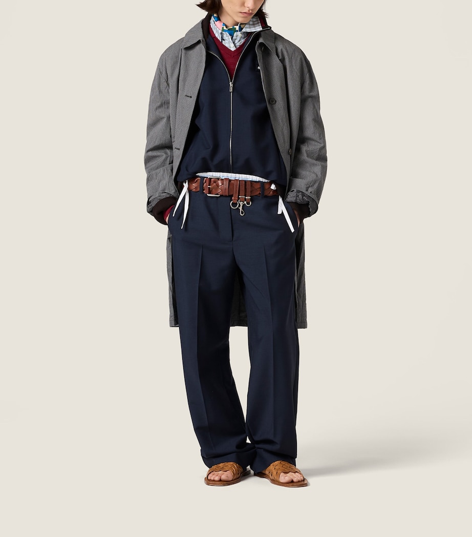 Miu Miu Womens Mohair-Virgin Wool Blouson Jacket Blue Image 2