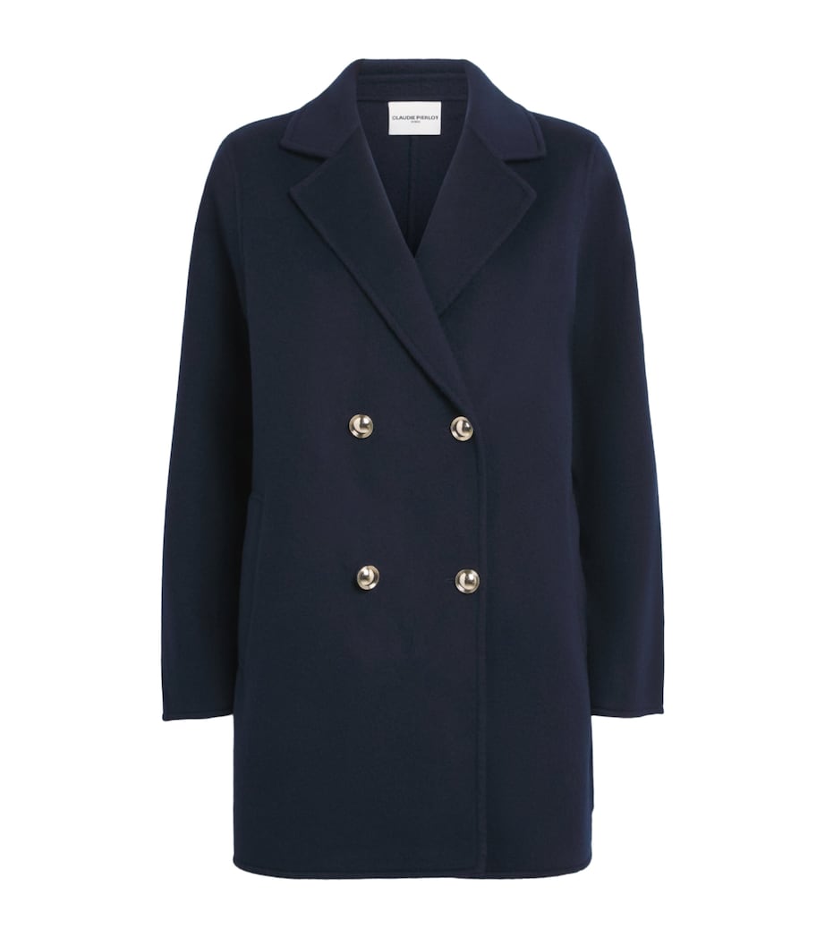 Claudie Pierlot Womens Wool Double-Breasted Coat Navy Image 1