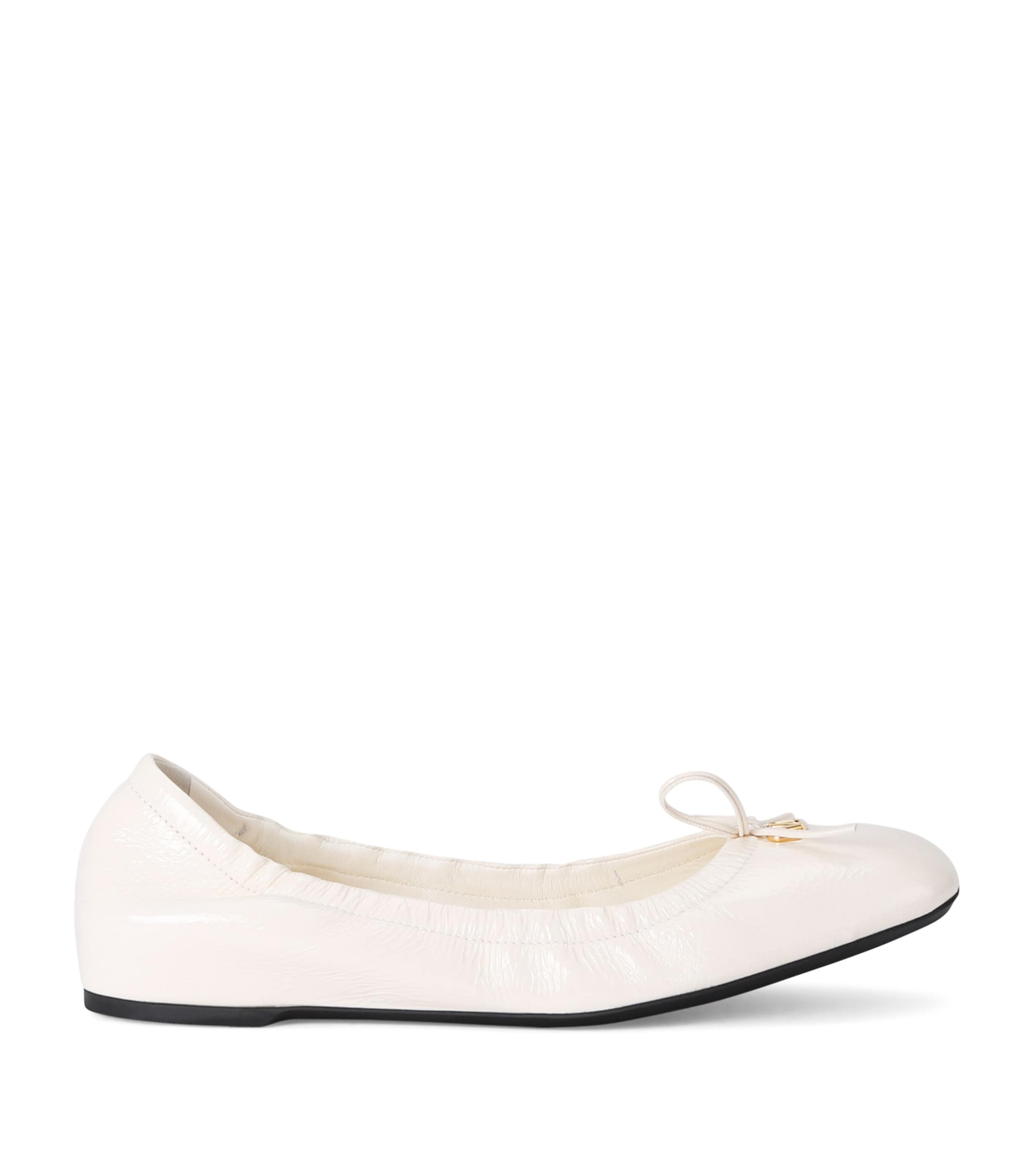 Shop Valentino Leather Vlogo Ballerina Flats In White