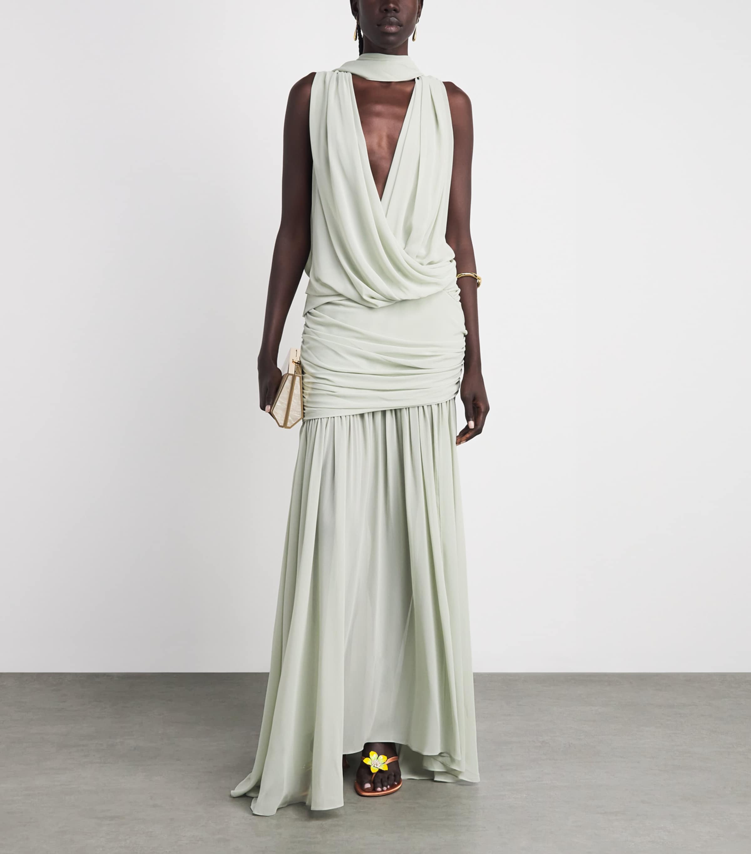 De La Vali Womens Chiffon Azul Maxi Dress Ice Green Image 2