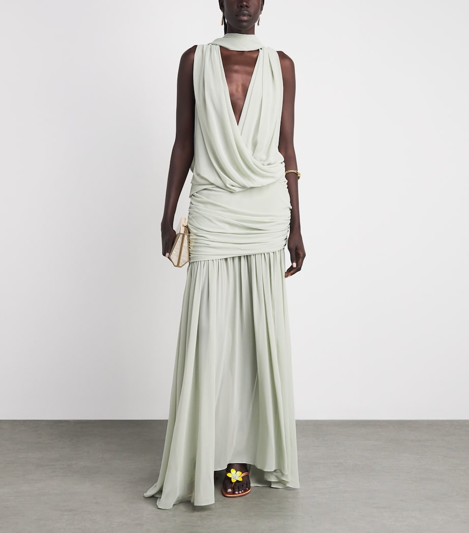 De La Vali Womens Chiffon Azul Maxi Dress Ice Green Image 2