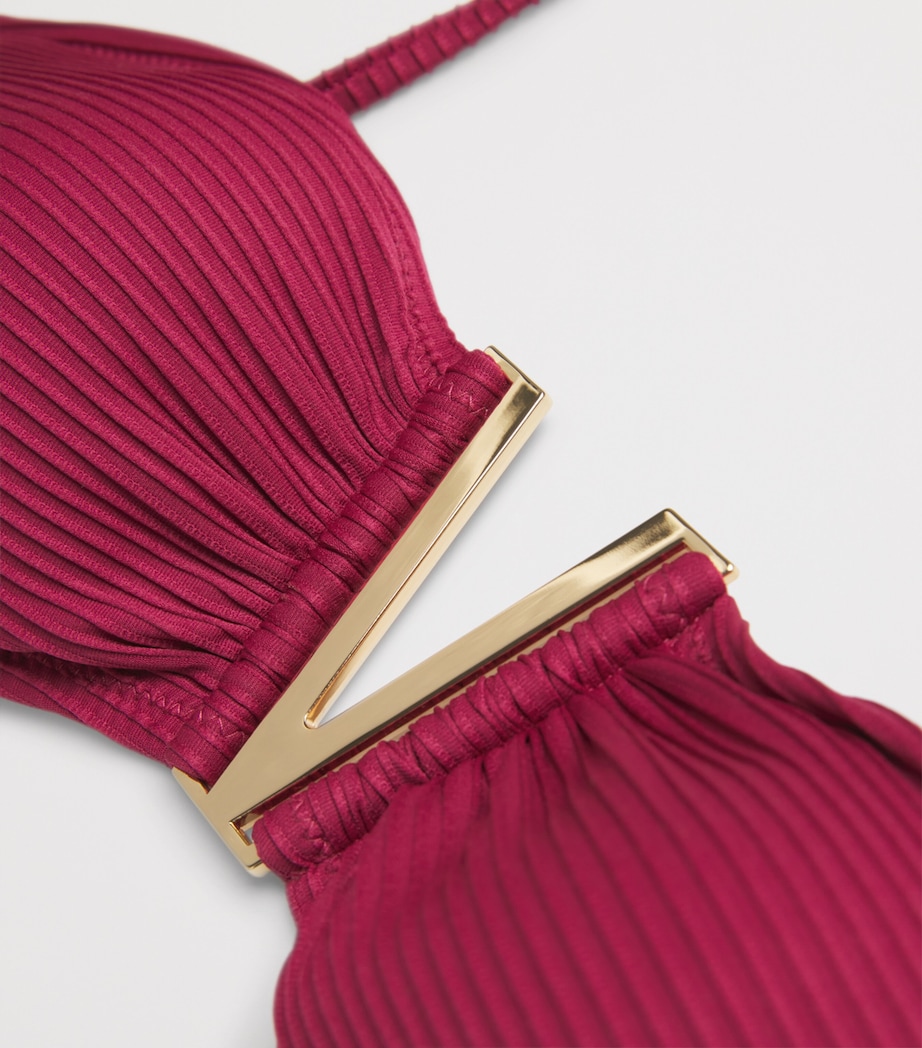 Ribbed Cassis Bikini Top BET-RED Image 4