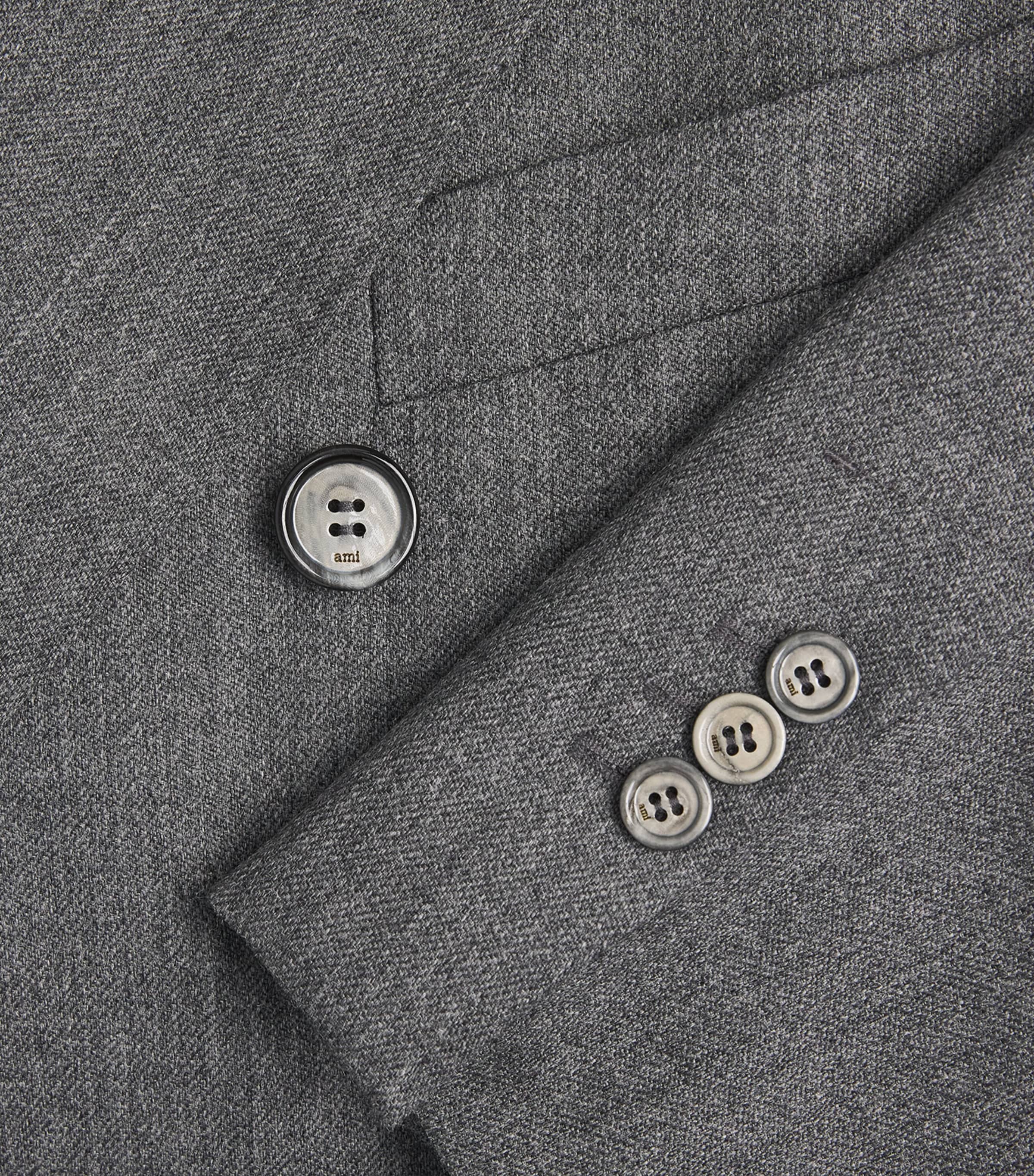 AMI Paris Mens Wool Double-Breasted Blazer Gris Carbone Image 6