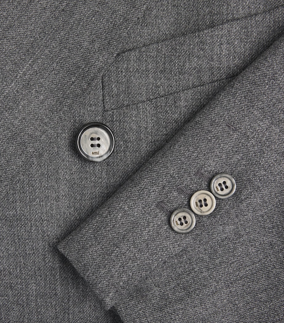 AMI Paris Mens Wool Double-Breasted Blazer Gris Carbone Image 6