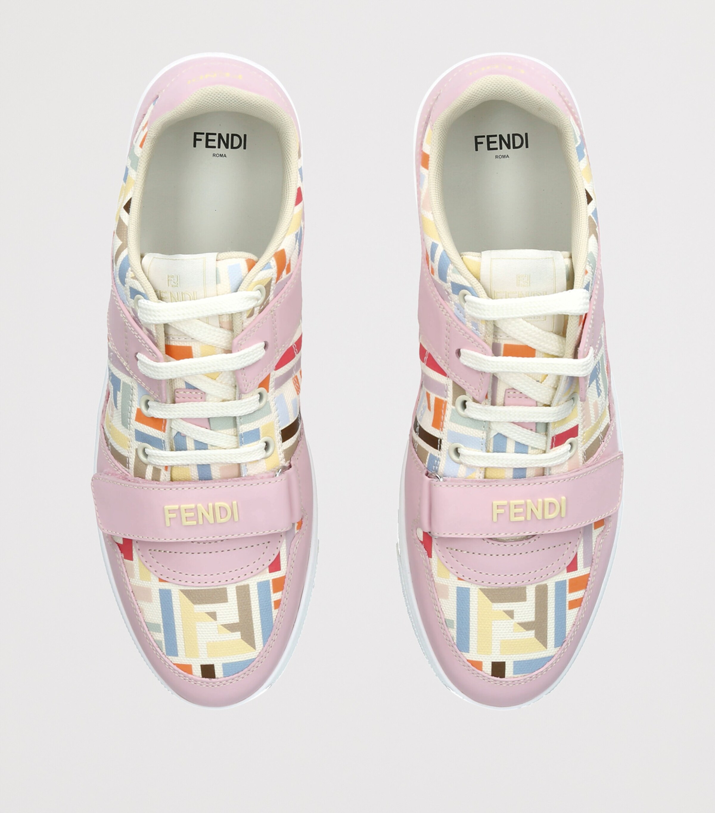 Fendi Kids Leather Logo Sneakers Pink Comb Image 4