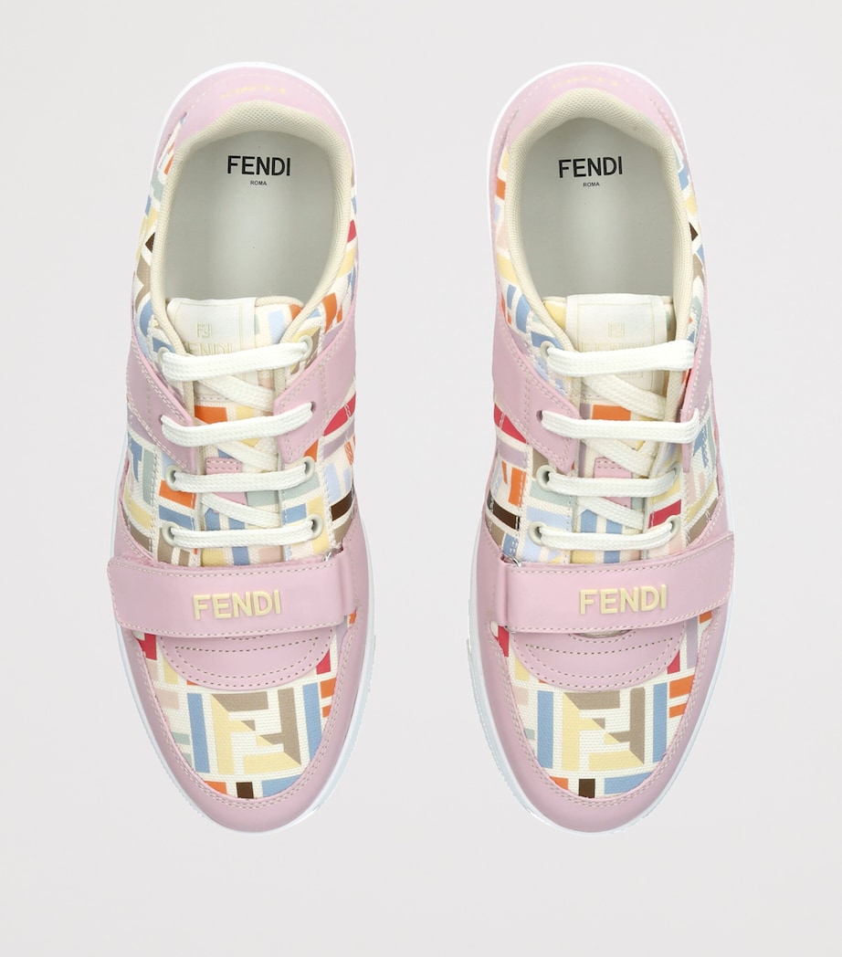 Fendi Kids Leather Logo Sneakers Pink Comb Image 4