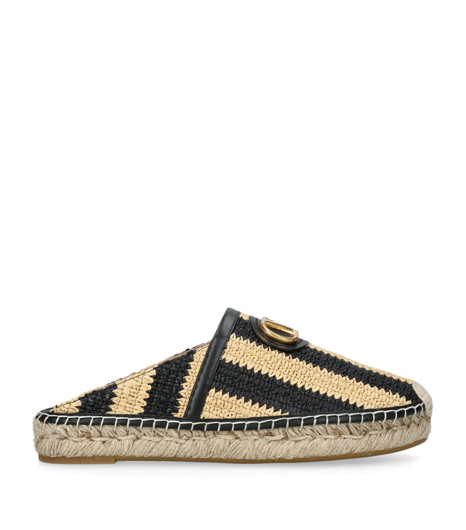 Valentino Garavani Raffia Espadrille Mules Blk/beige Image 1