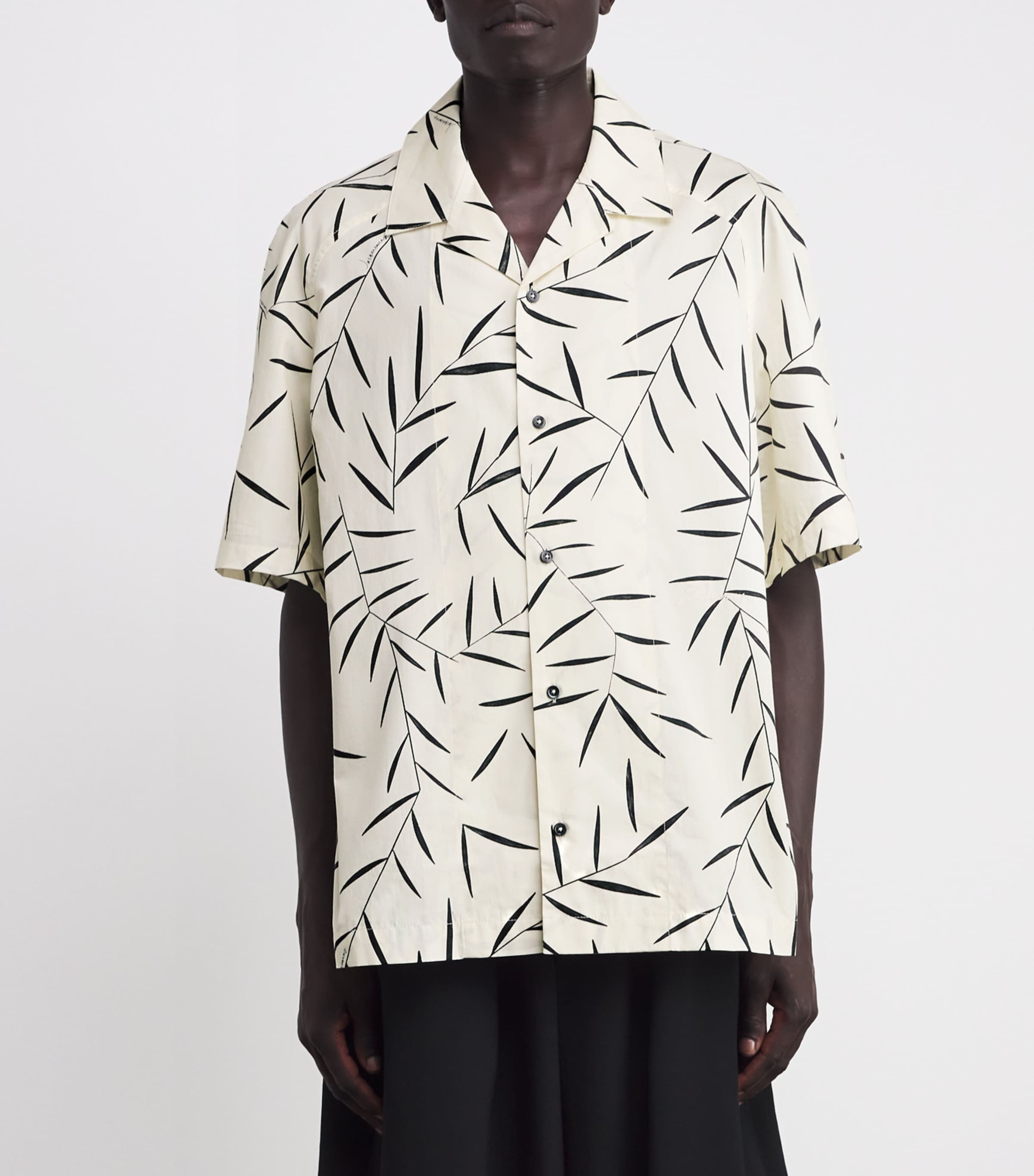 Jacquemus Mens Cotton Leaf Motif Shirt Prin Fol Off W/b Image 3