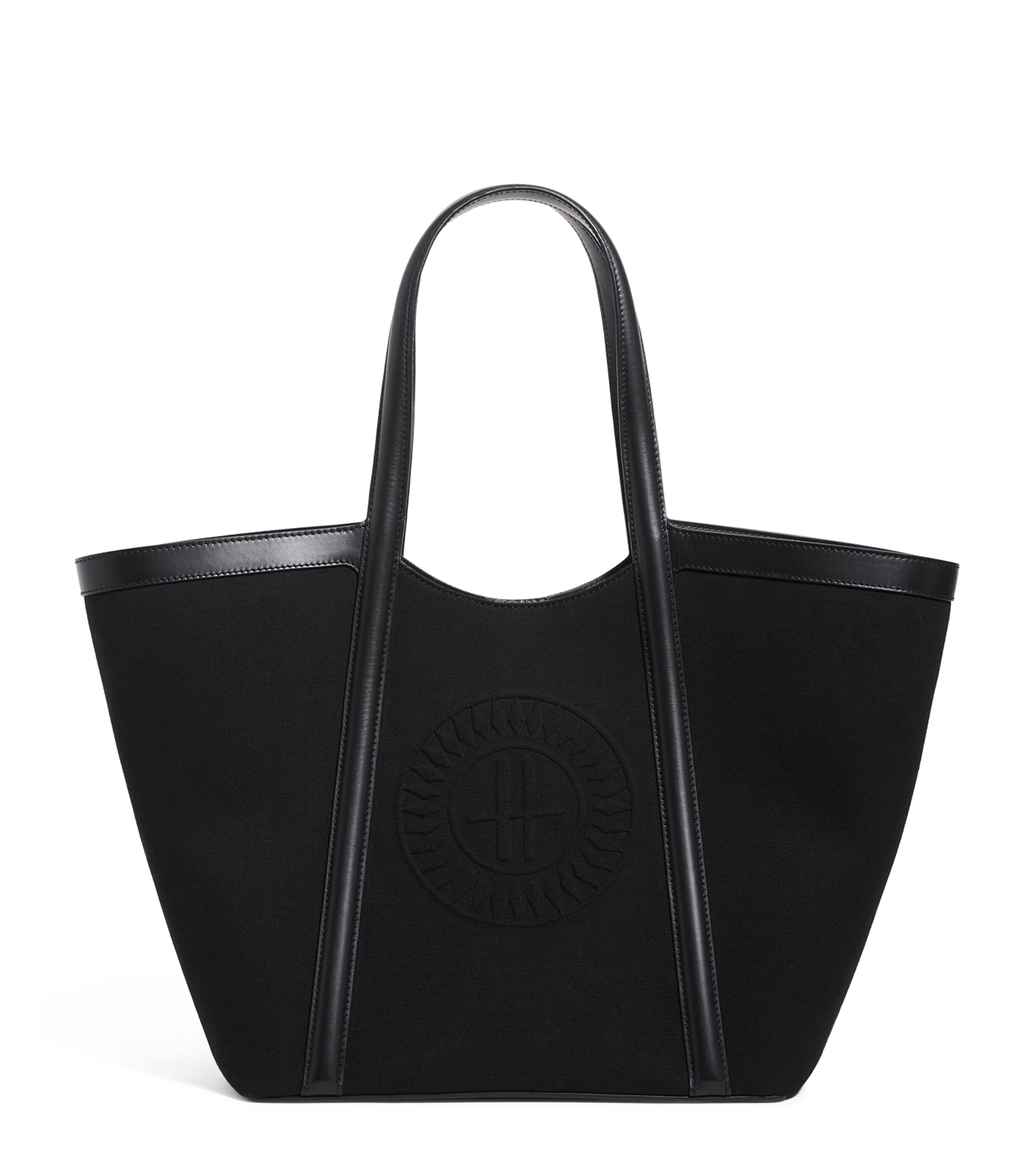 Harrods Large Canvas-leather Embossed Tote Bag In Black