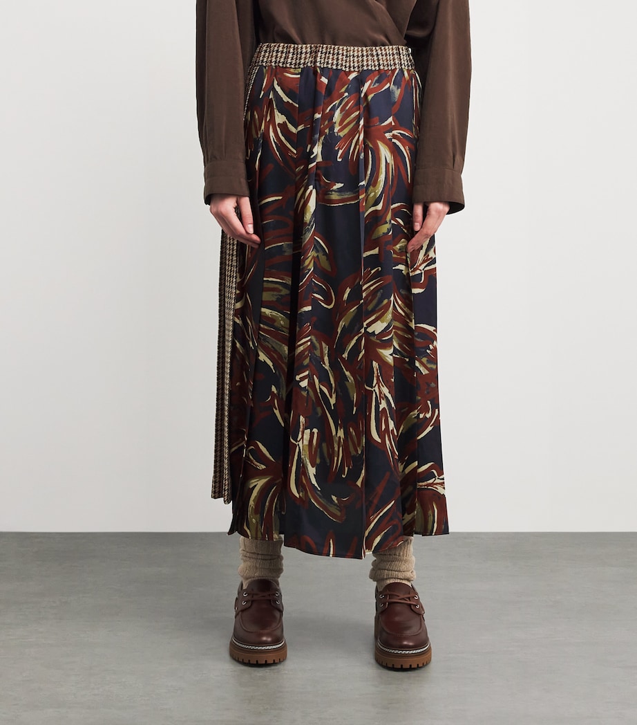 Pleated Panelled Midi Skirt WINE-COLOURED Image 3