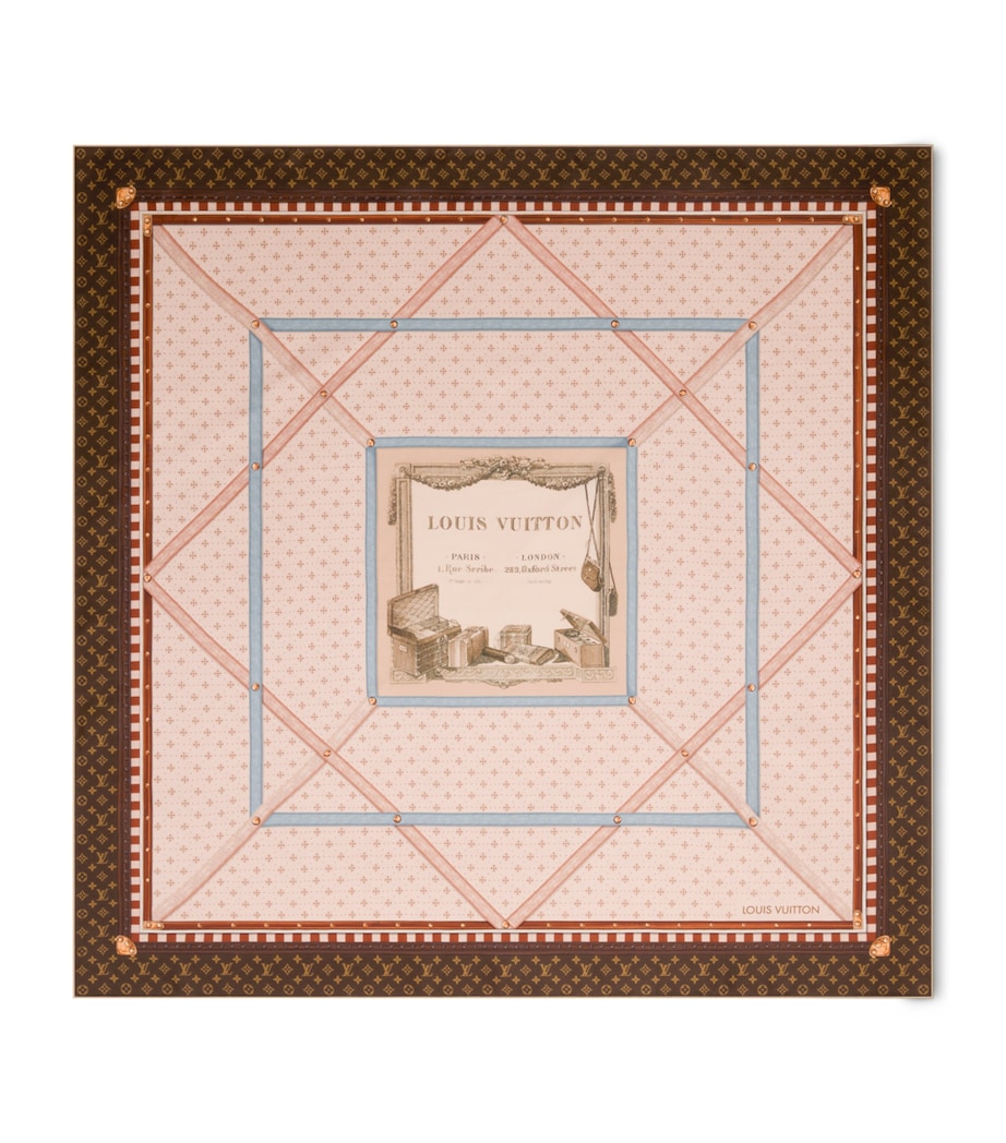 LOUIS VUITTON Silk Chez Elle Square Scarf Beige Image 1