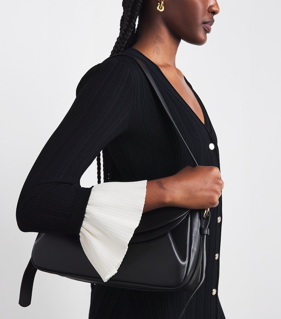 Knit Two-Tone Midi Dress NAVY BLUE Image 6