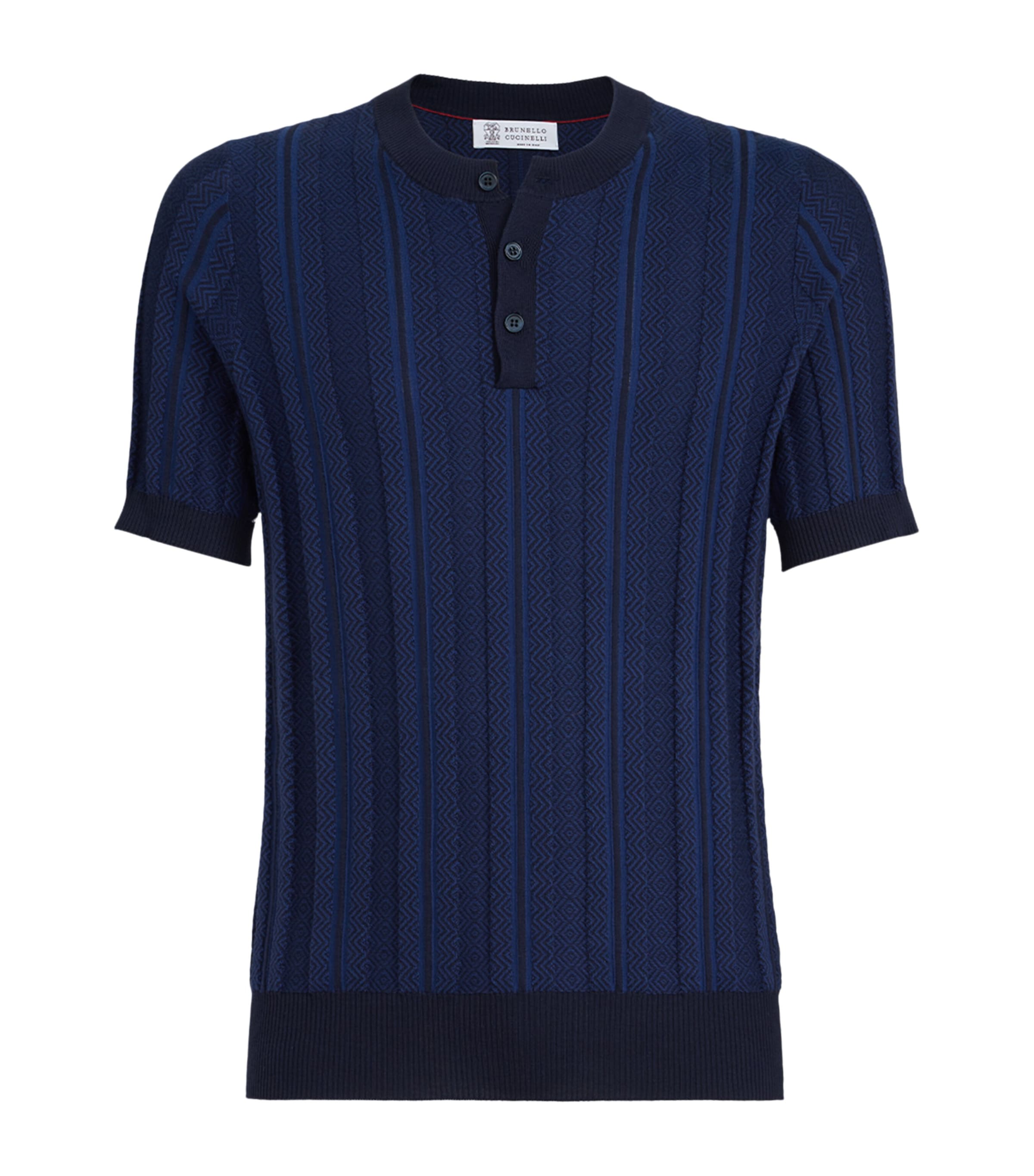 Cotton Rib-Knit Henley T-Shirt CFP55 Image 1