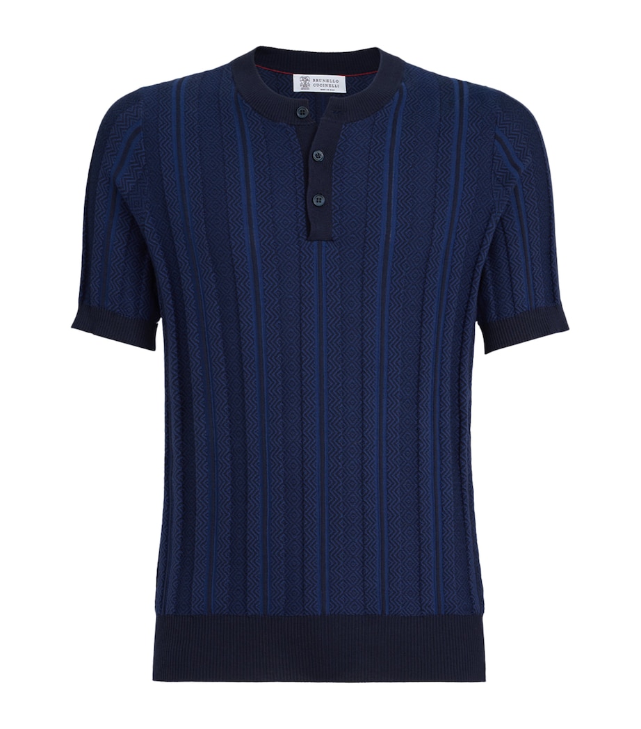 Cotton Rib-Knit Henley T-Shirt CFP55 Image 1