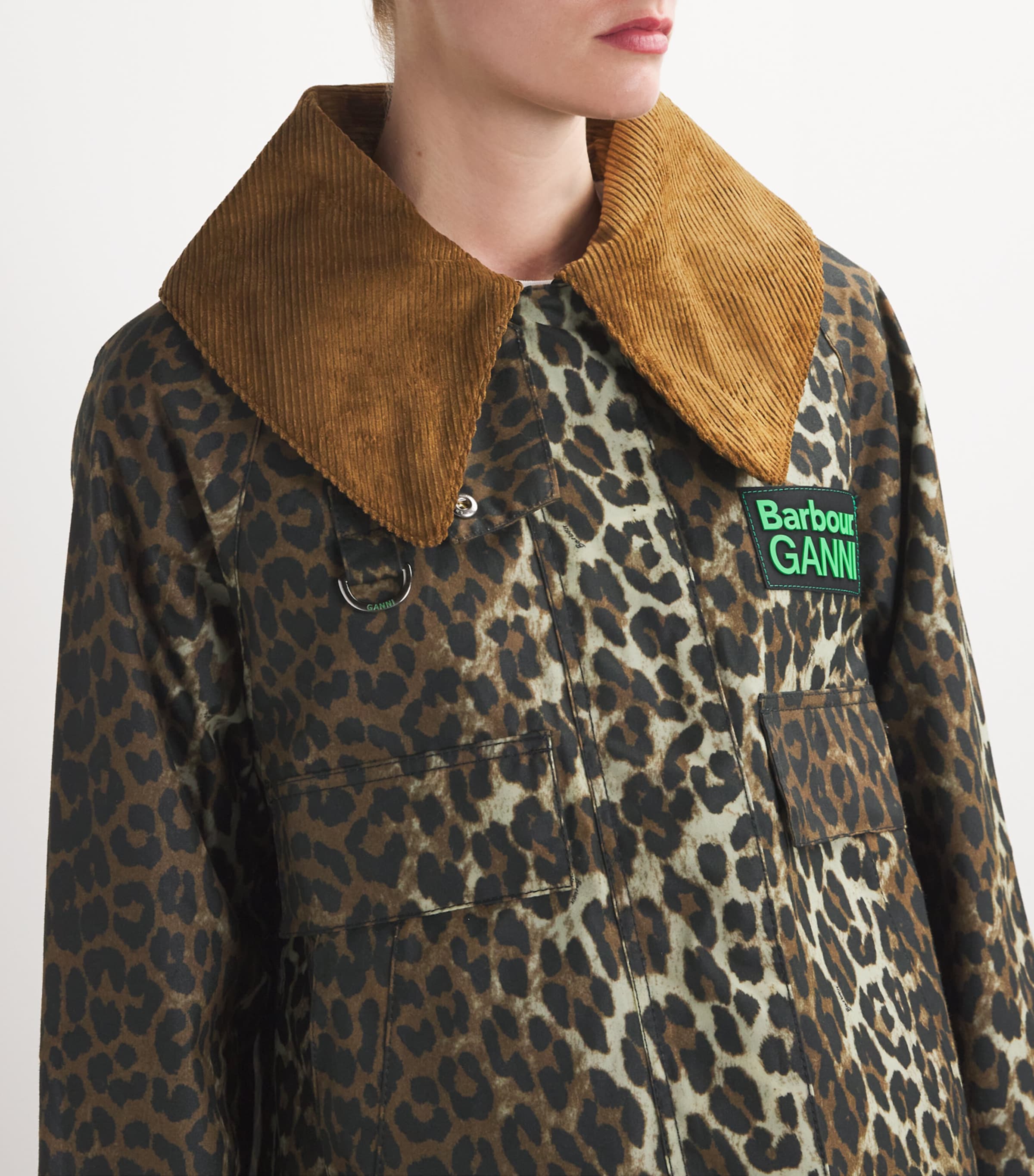 Barbour Multi x GANNI Leopard Print Waxed Jacket Harrods UK