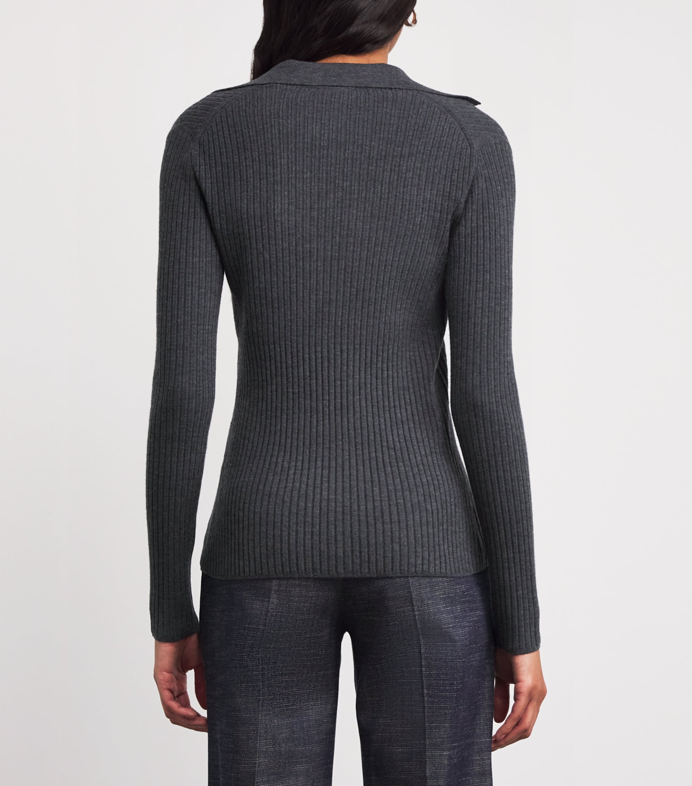 Merino-Blend Polo Top SMOKE Image 4