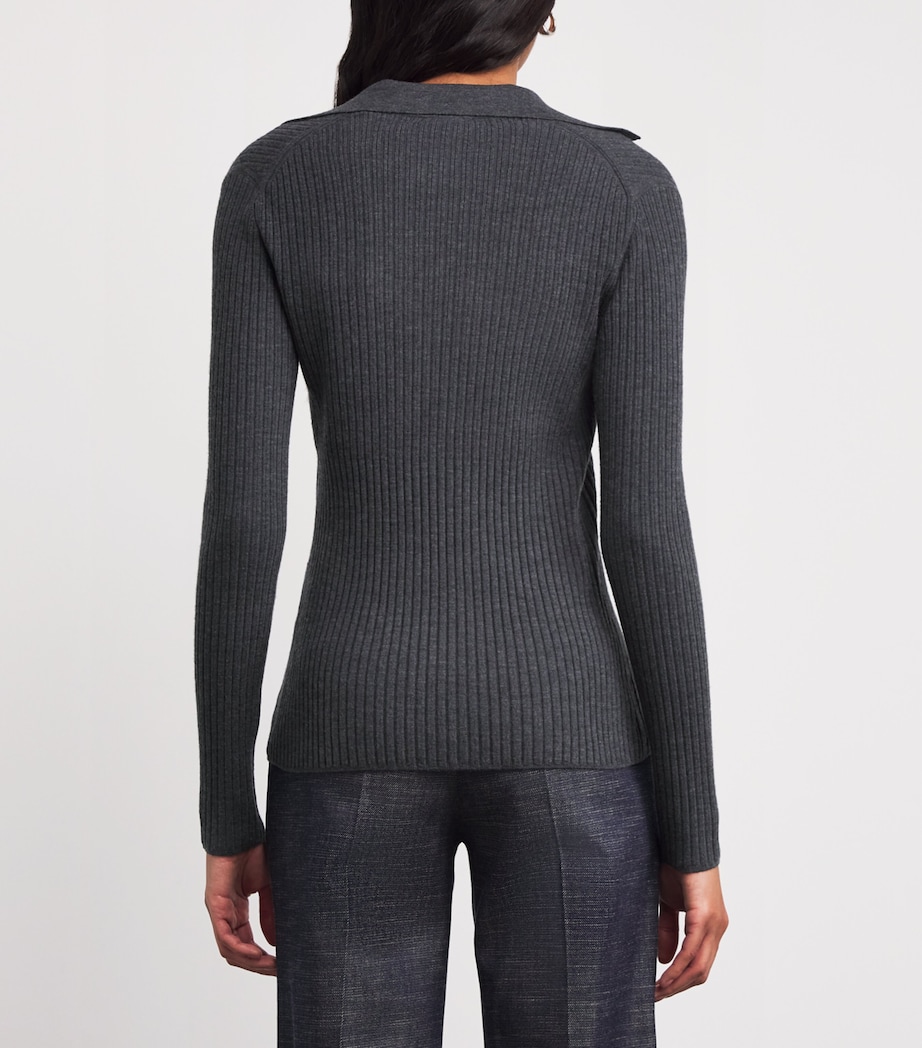 Merino-Blend Polo Top SMOKE Image 4