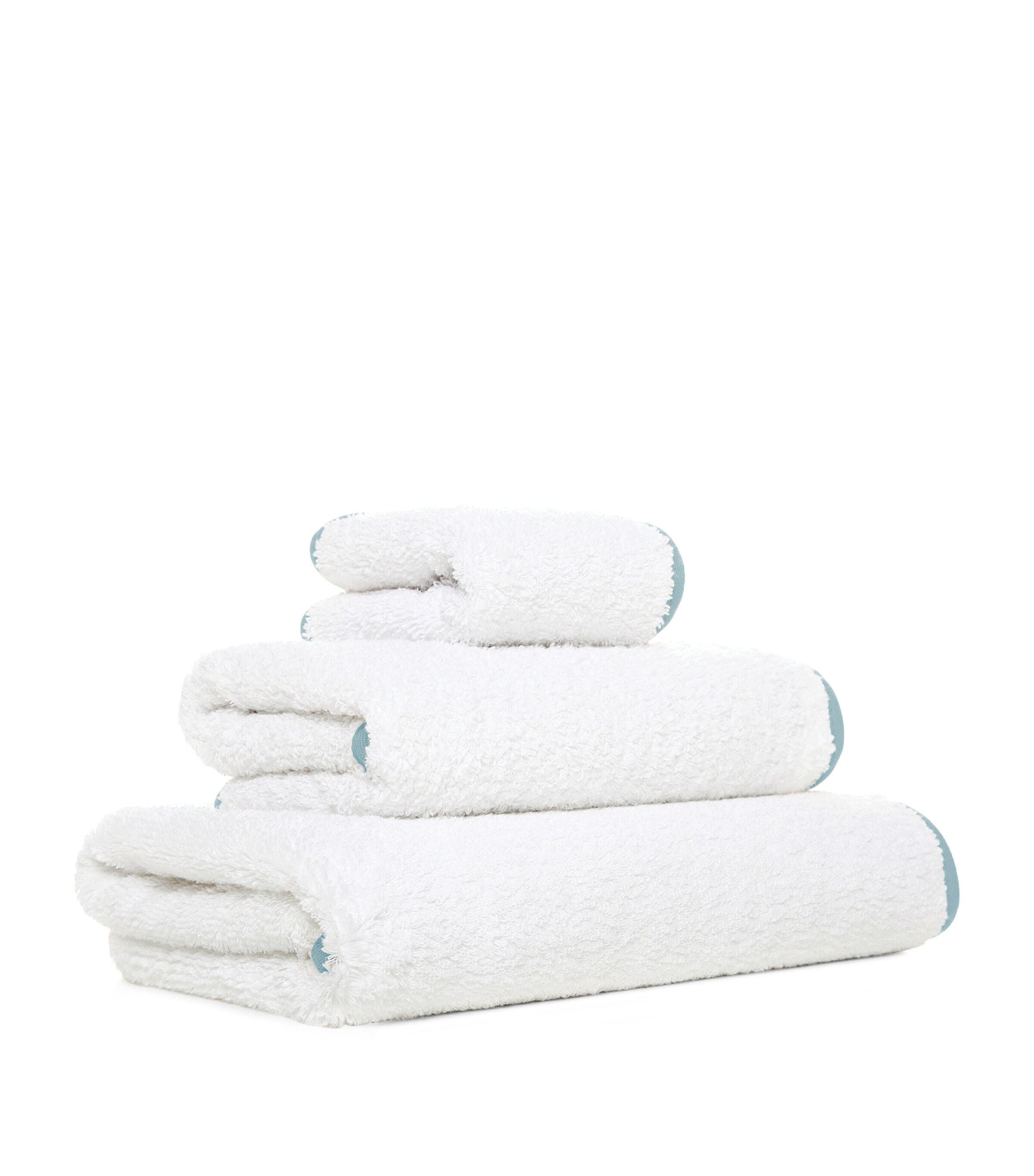 GRACCIOZA Egyptian Cotton Portobello Hand Towel (50cm x 100cm) White/seamist Image 3