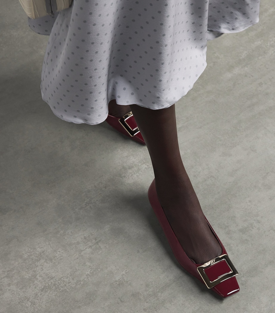 Roger Vivier Patent Leather Belle Vivier Trompette Ballet Flats Wine Image 2