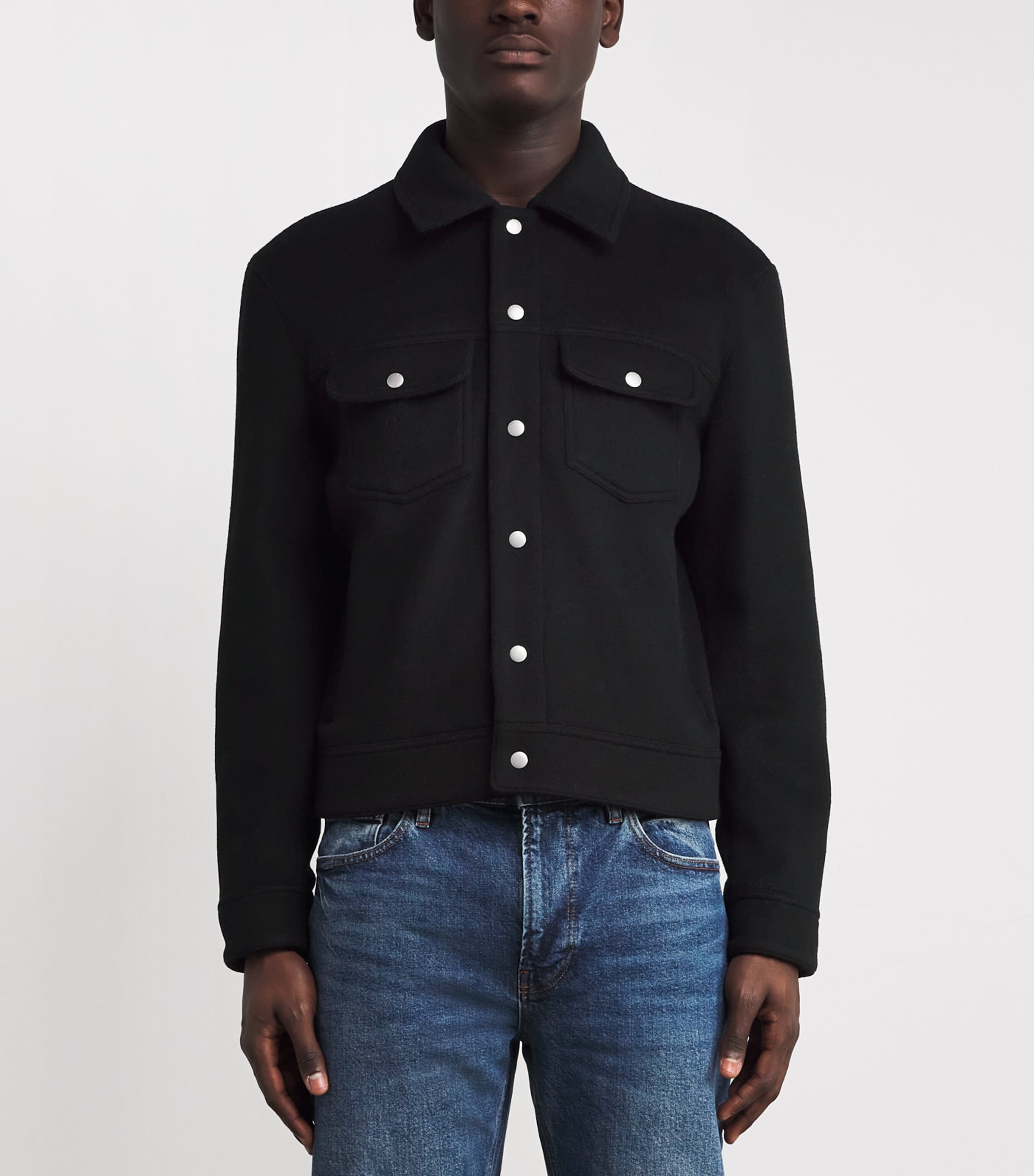 Wool-Blend Trucker Jacket BLK Image 3