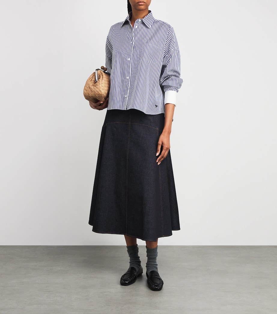 Contrast-Cuff Stripe Shirt NAVY Image 2